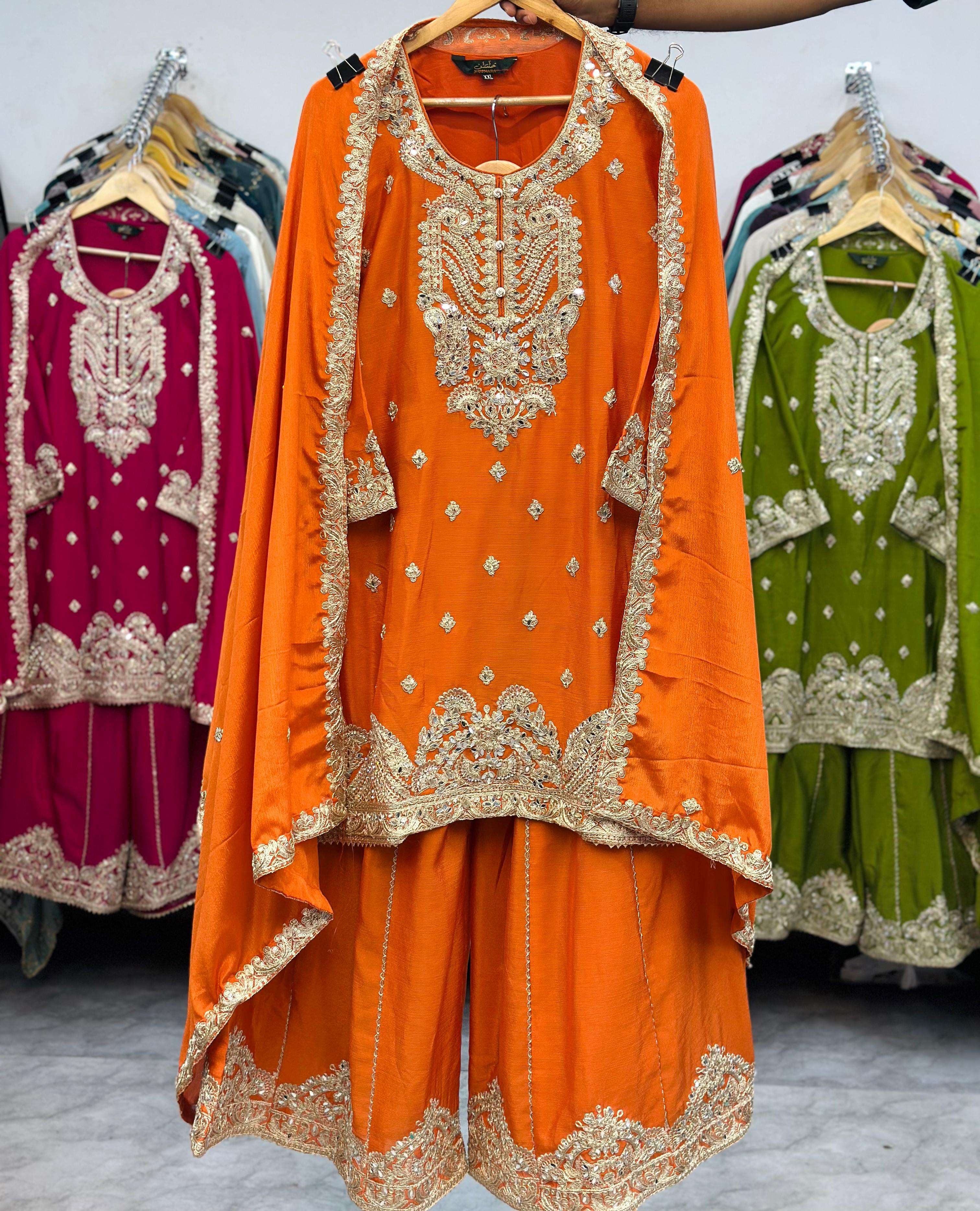 HUSNARA D NO 5635 HEAVY EMBROIDERED DESIGNER WEDDING WEAR SUIT