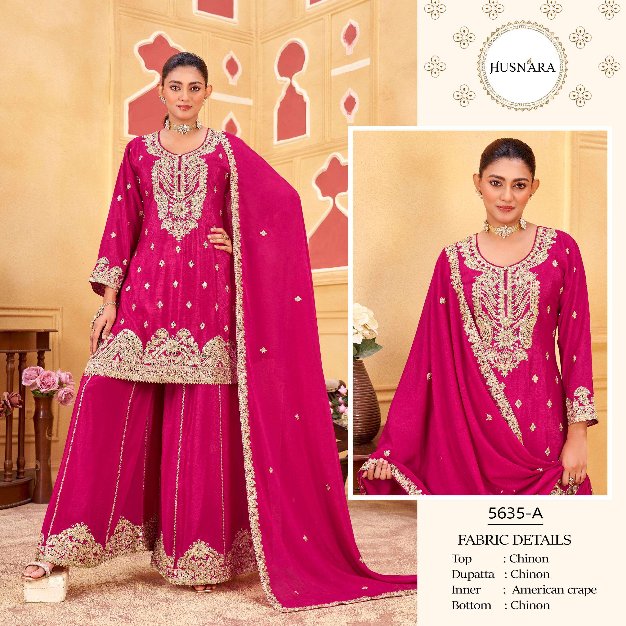 HUSNARA D NO 5635 HEAVY EMBROIDERED DESIGNER WEDDING WEAR SUIT