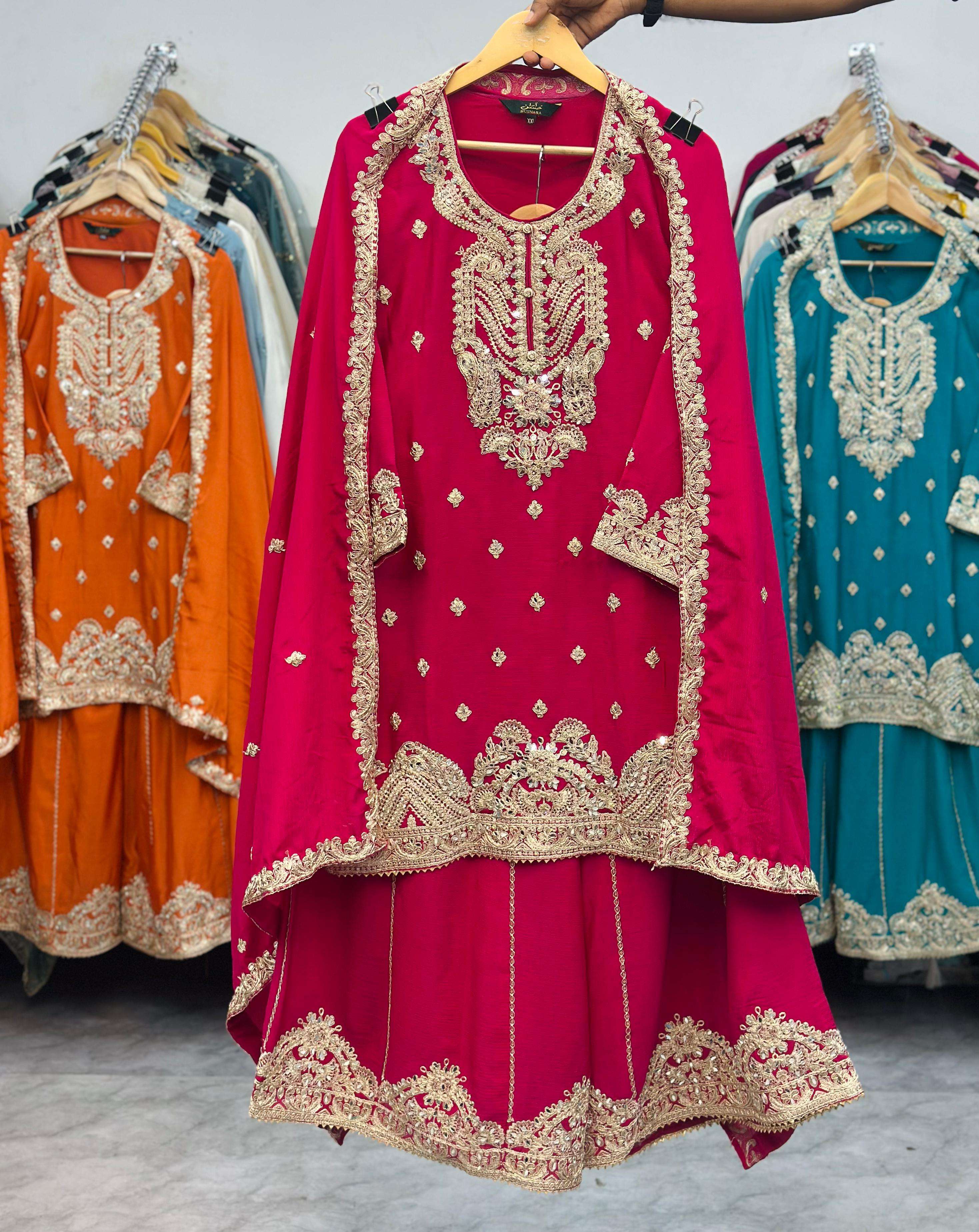 HUSNARA D NO 5635 HEAVY EMBROIDERED DESIGNER WEDDING WEAR SUIT