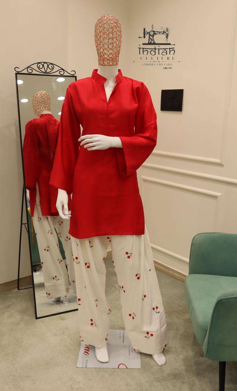 INDIAN CULTURE LRC 171 VISCOSE FANCY KURTI WITH FARSHI PLAZZO 