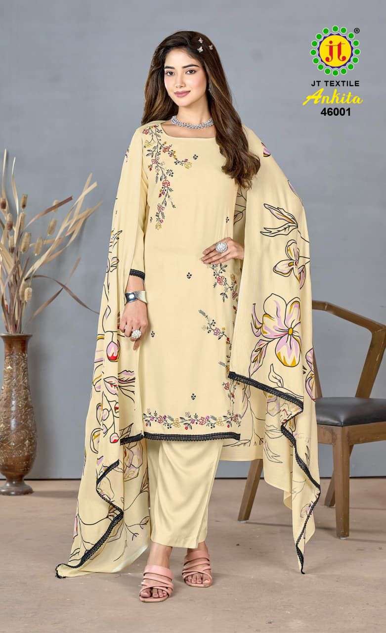 JT ANKITA VOL 46 RAYON PREMIUM WORKS LADIES SUIT