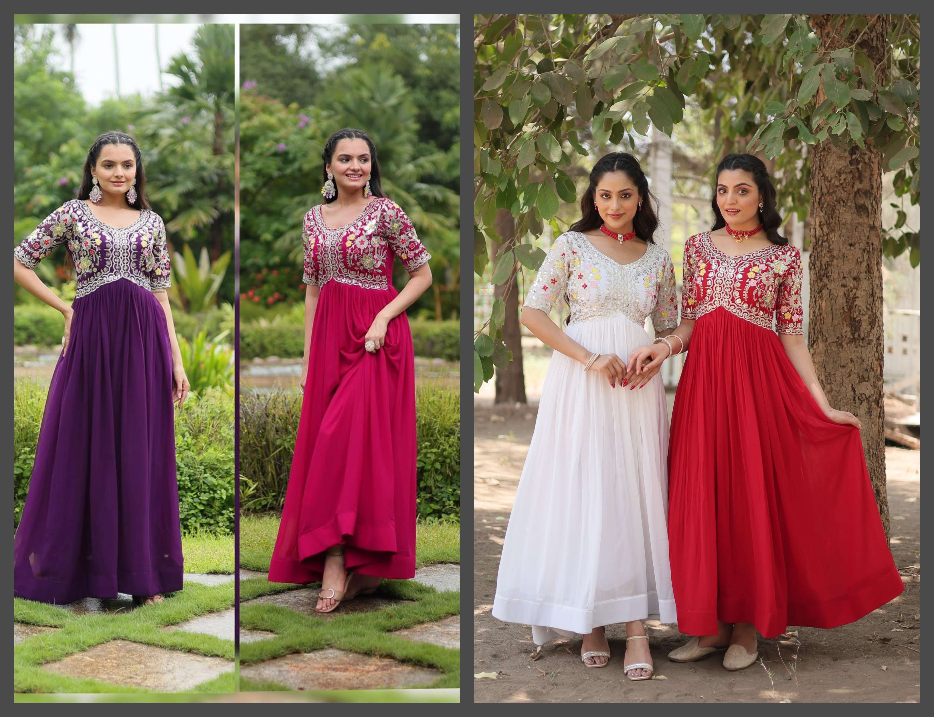 KA 1110 GEORGETTE SEQUENCE DESIGNER PARTY WEAR GOWN DRESS 