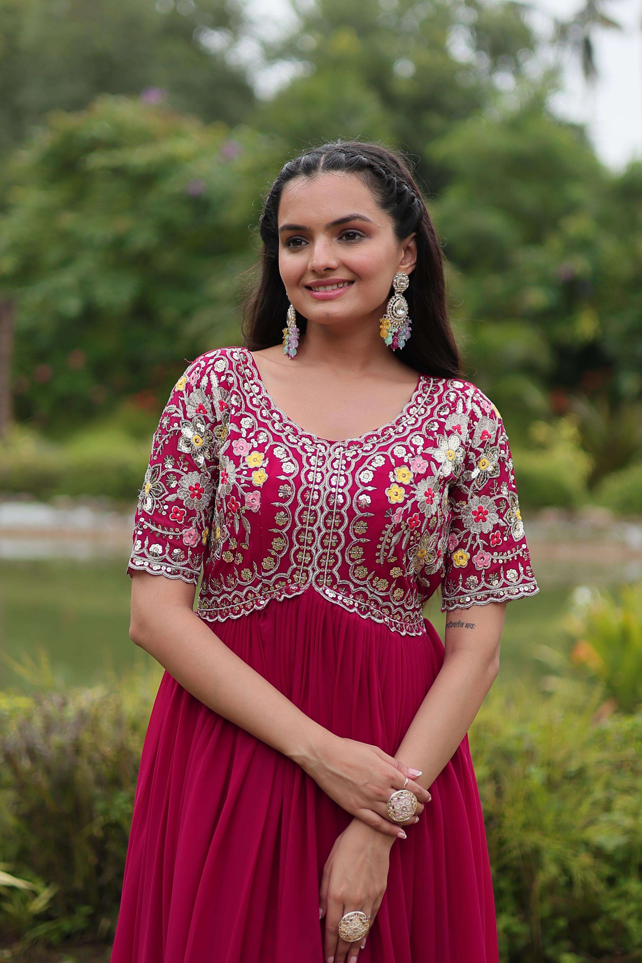 KA 1110 GEORGETTE SEQUENCE DESIGNER PARTY WEAR GOWN DRESS 