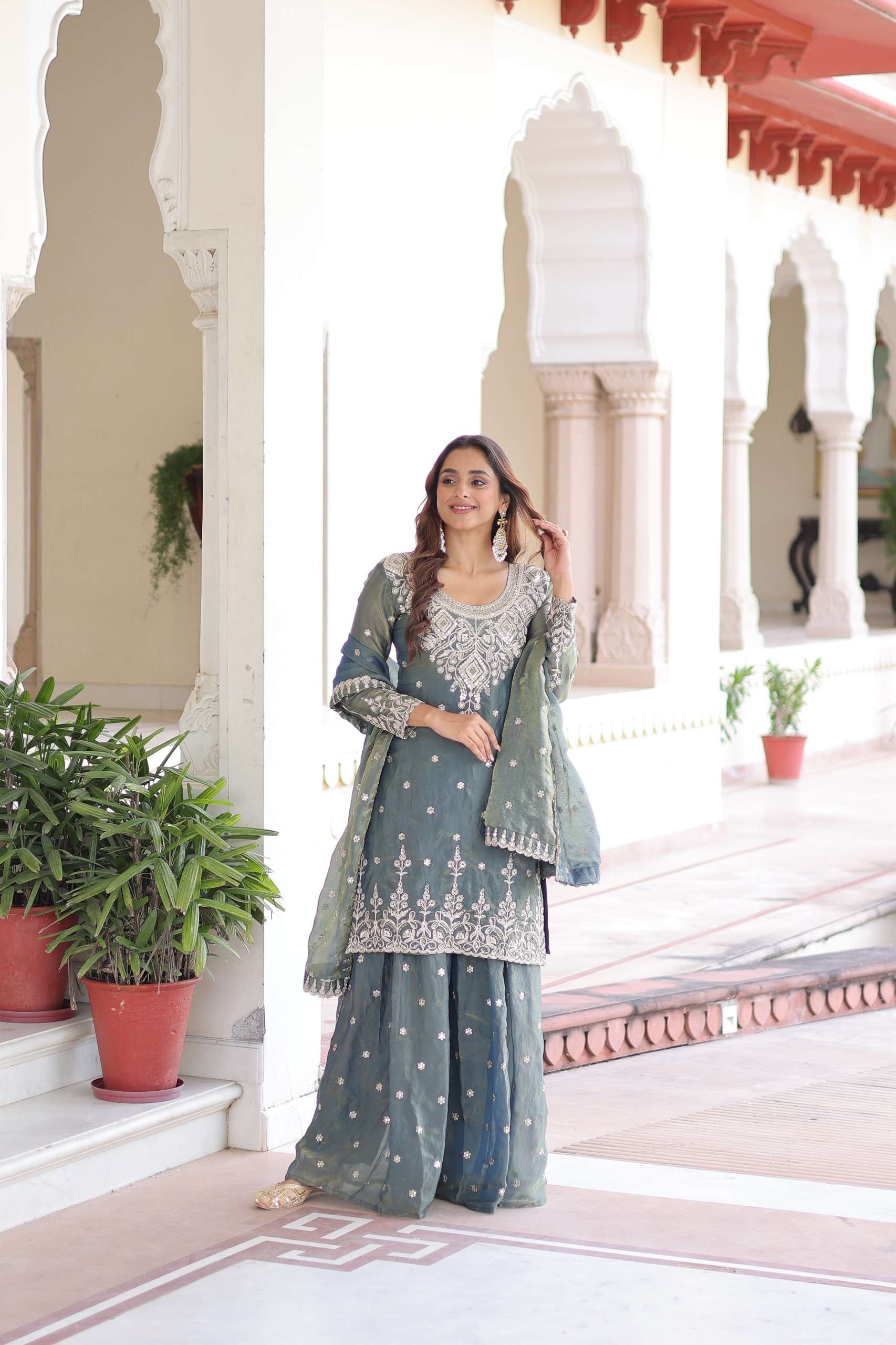 KA 1211 SILK DESIGNER PARTY WEAR SHARARA SUIT