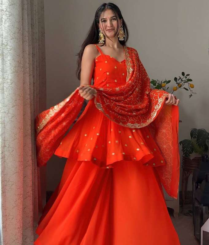 KA 1540 GEORGETTE HEAVY DESIGNER ETHNIC WEAR FESTIVE SUIT 