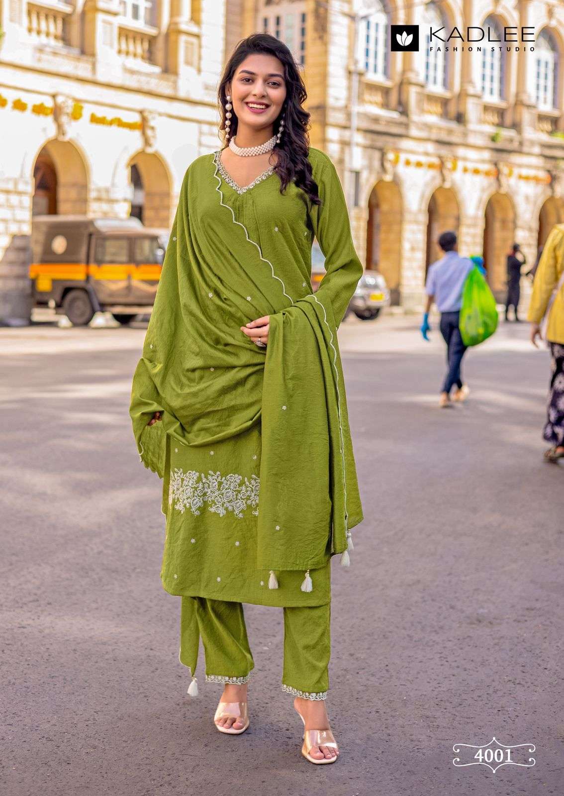 KADLEE FASHION KESARIYA VISCOSE FANCY WORKS LADIES 3PCS SET COLLECTION 