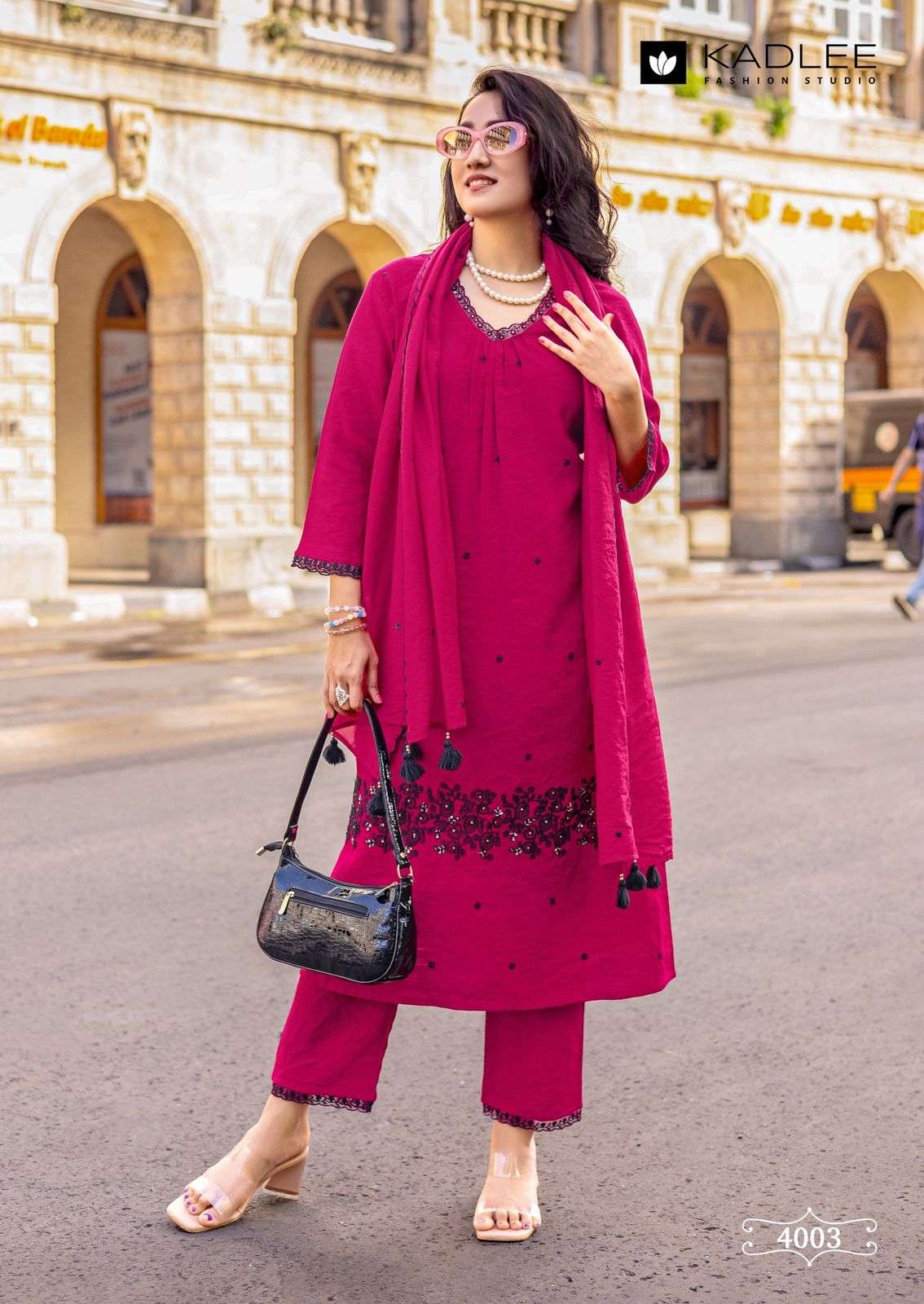 KADLEE FASHION KESARIYA VISCOSE FANCY WORKS LADIES 3PCS SET COLLECTION 