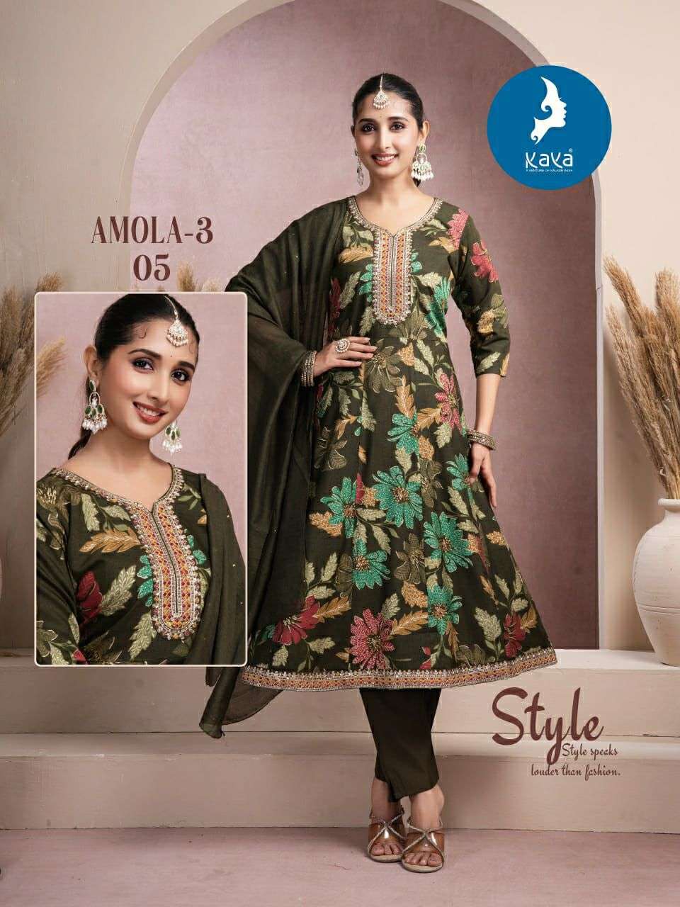 KAVYA AMOLA VOL 3 FANCY DESIGNER ANARKALI STYLE LADIES 3PCS SET COLLECTION 