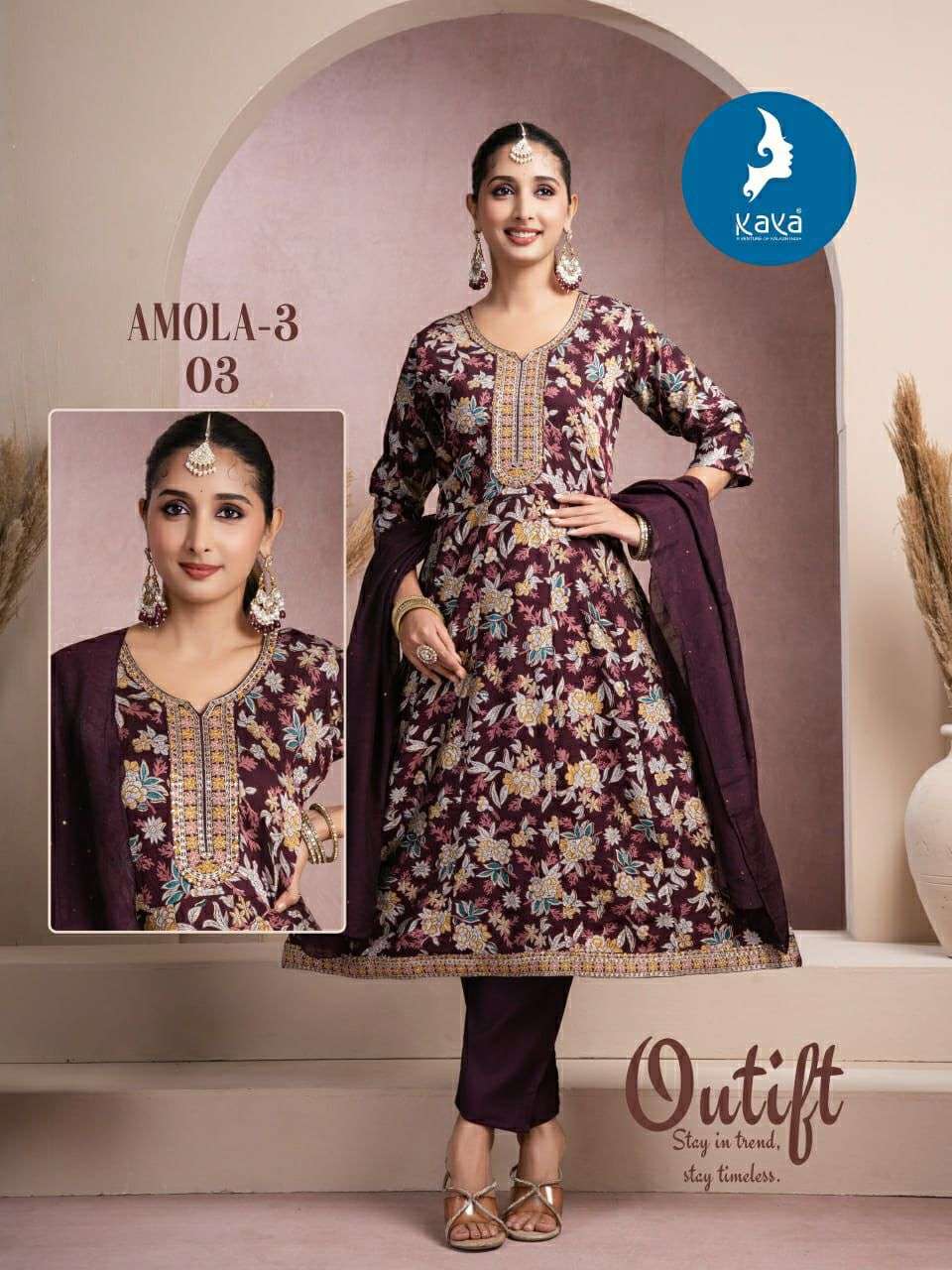 KAVYA AMOLA VOL 3 FANCY DESIGNER ANARKALI STYLE LADIES 3PCS SET COLLECTION 