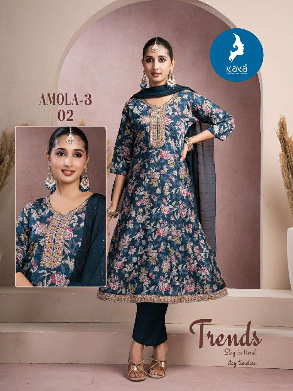 KAVYA AMOLA VOL 3 FANCY DESIGNER ANARKALI STYLE LADIES 3PCS SET COLLECTION 