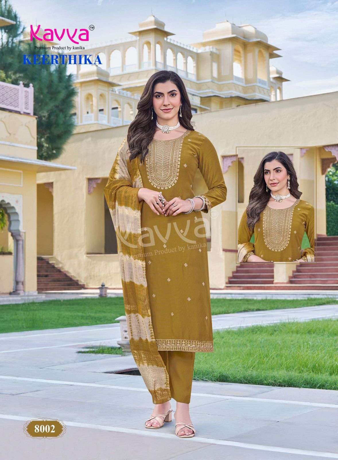 KAVYA KEERTHIKA VOL 8 STRAIGHT KURTI BOTTOM AND DUPATTA SET 