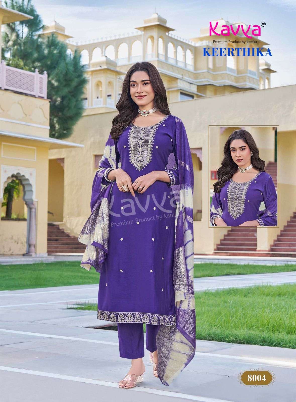 KAVYA KEERTHIKA VOL 8 STRAIGHT KURTI BOTTOM AND DUPATTA SET 