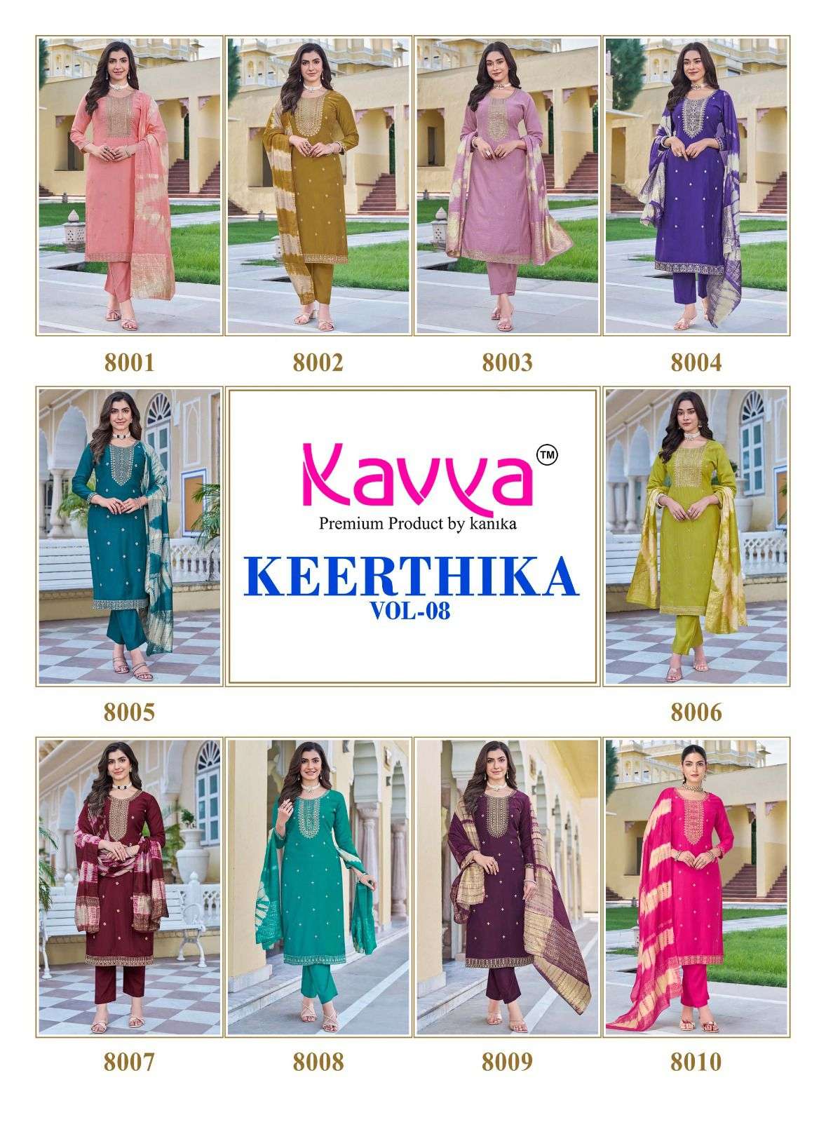 KAVYA KEERTHIKA VOL 8 STRAIGHT KURTI BOTTOM AND DUPATTA SET 