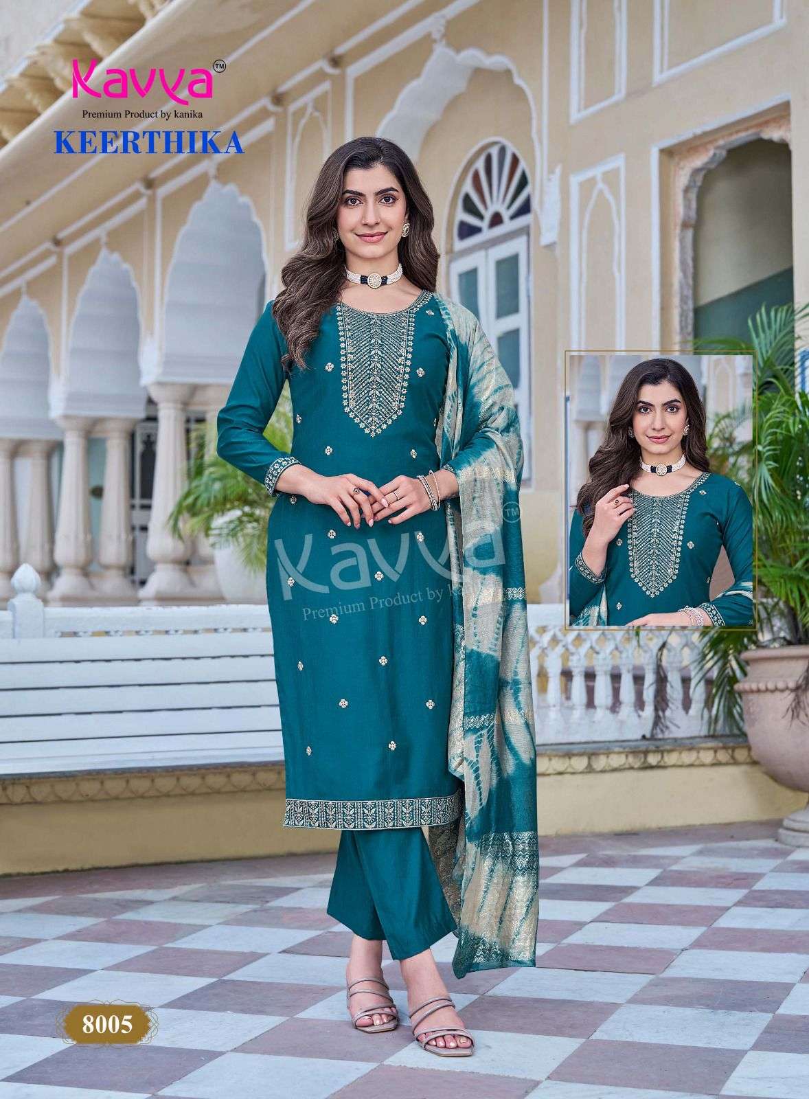 KAVYA KEERTHIKA VOL 8 STRAIGHT KURTI BOTTOM AND DUPATTA SET 