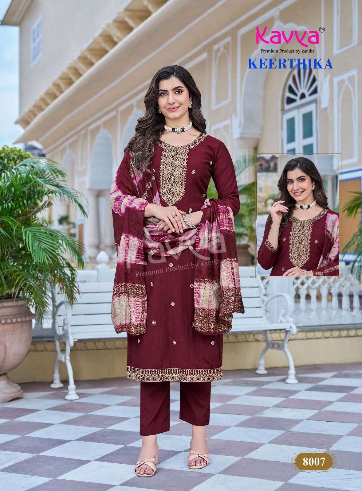 KAVYA KEERTHIKA VOL 8 STRAIGHT KURTI BOTTOM AND DUPATTA SET 