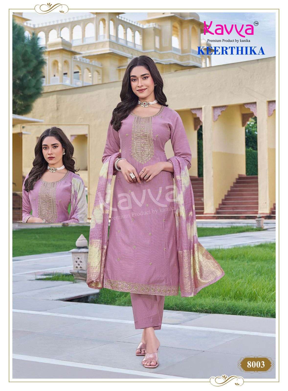 KAVYA KEERTHIKA VOL 8 STRAIGHT KURTI BOTTOM AND DUPATTA SET 