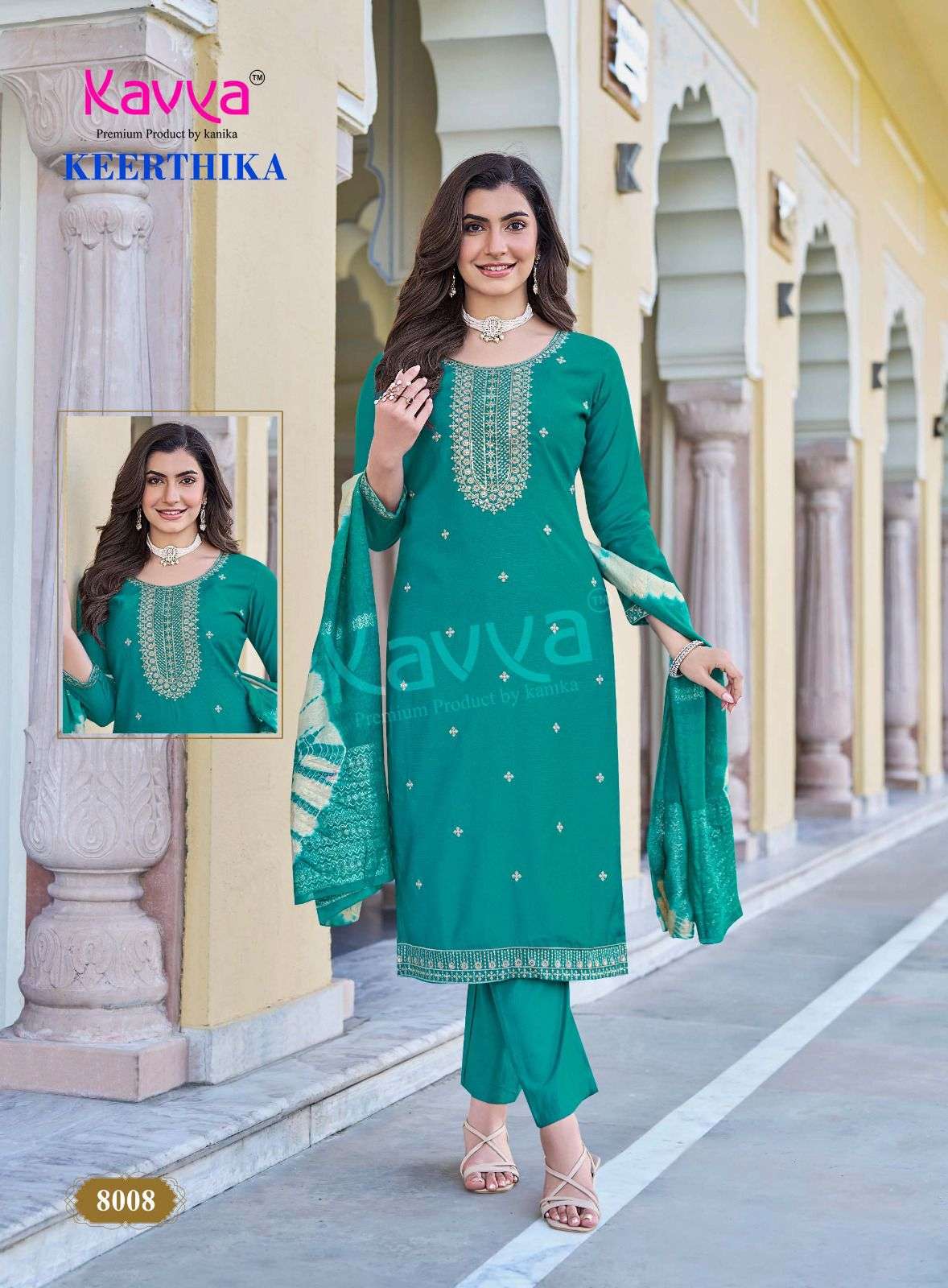 KAVYA KEERTHIKA VOL 8 STRAIGHT KURTI BOTTOM AND DUPATTA SET 