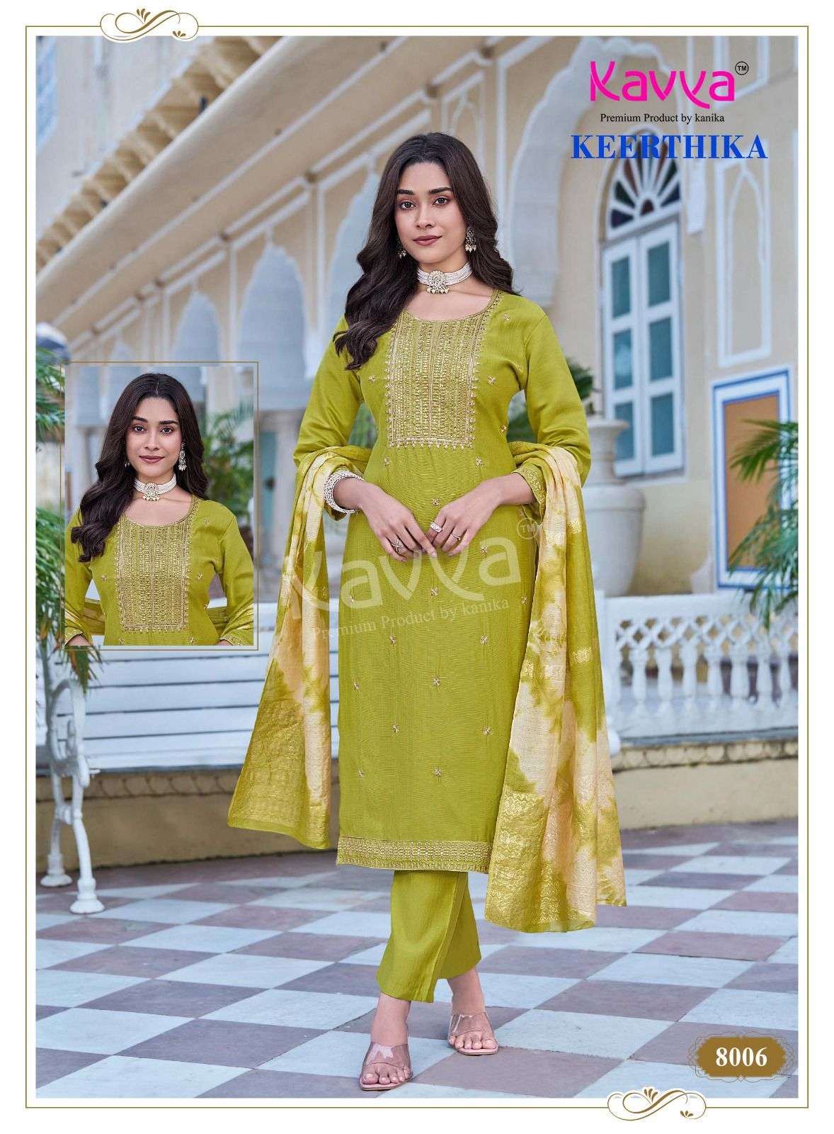 KAVYA KEERTHIKA VOL 8 STRAIGHT KURTI BOTTOM AND DUPATTA SET 