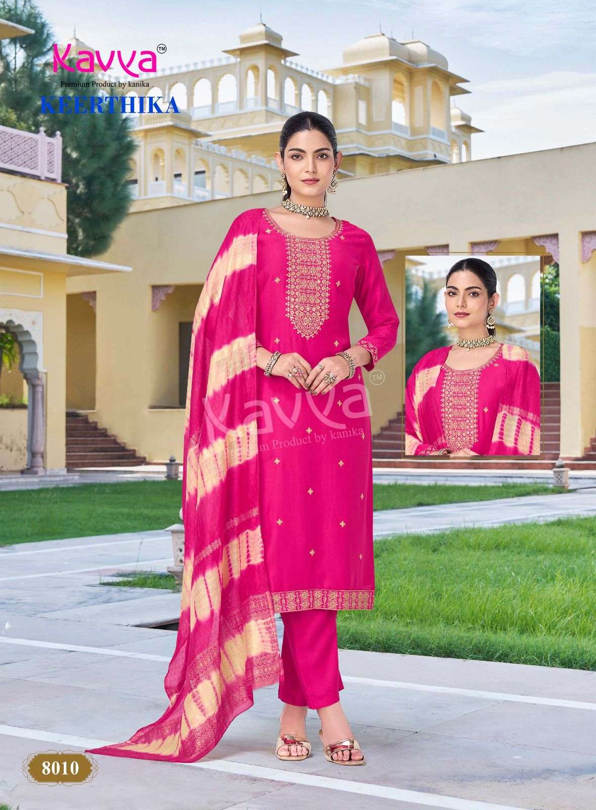 KAVYA KEERTHIKA VOL 8 STRAIGHT KURTI BOTTOM AND DUPATTA SET 