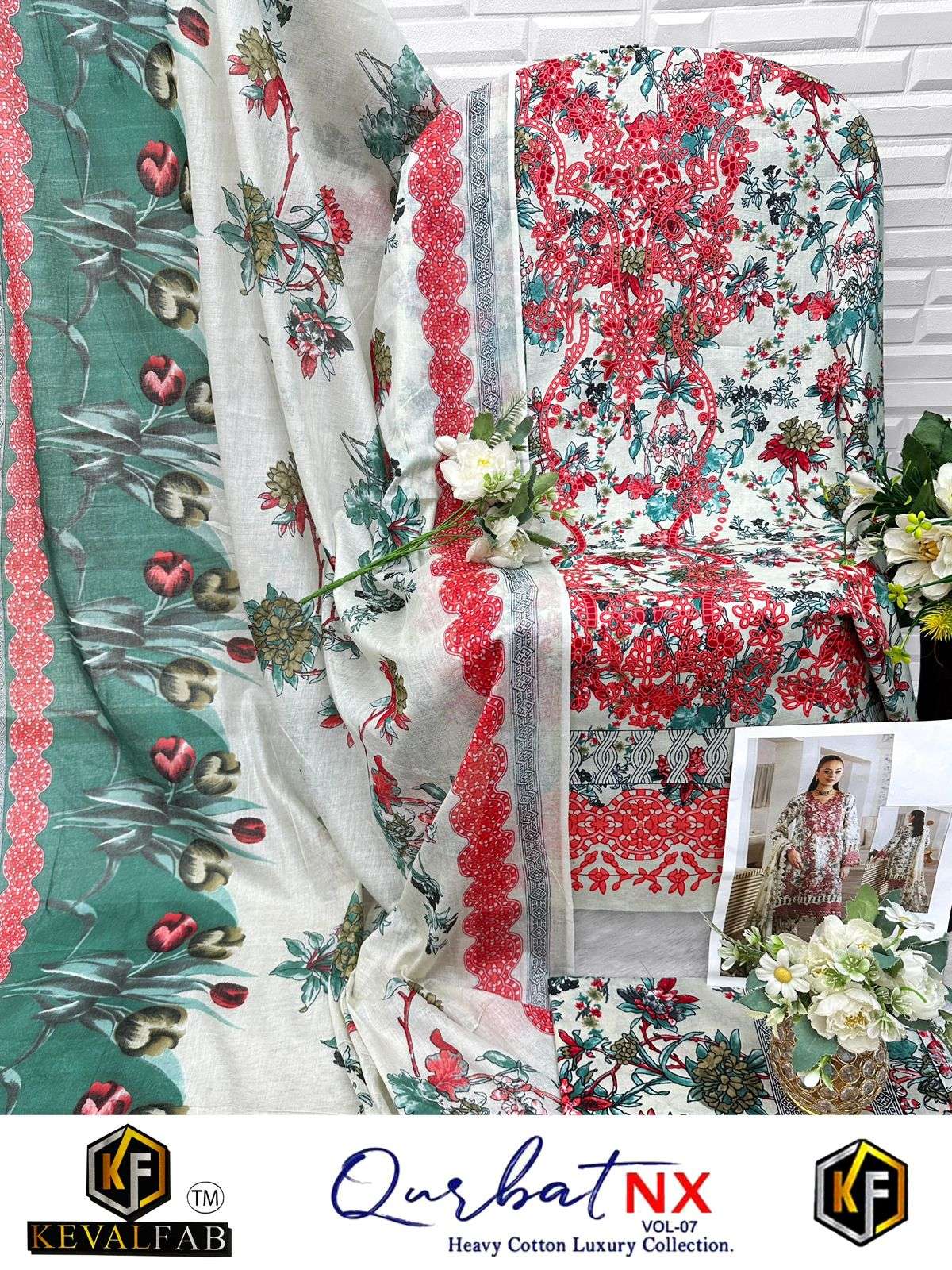 KEVAL FAB QURBAT NX VOL 8 COTTON DIGITAL PRINT SALWAR SUITS
