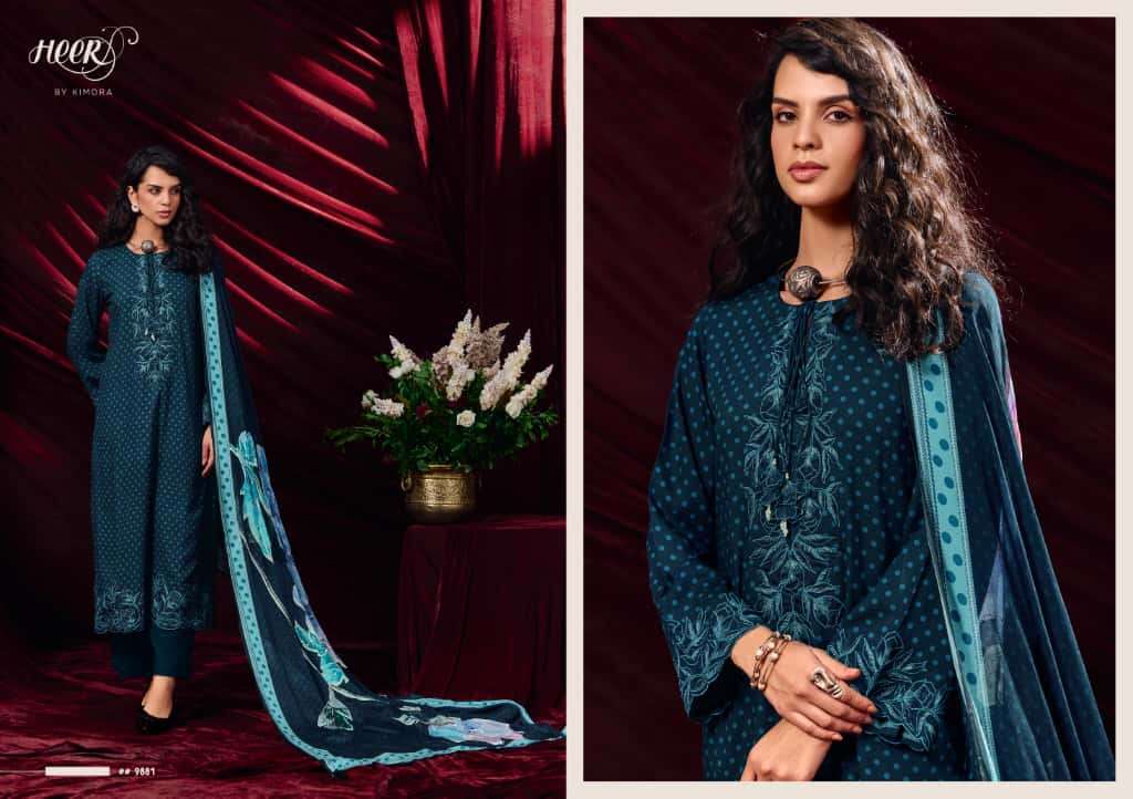KIMORA HEER 232 CARAVAN MUSLIN DIGITAL PRINT WITH DESIGNER WORK HEAVY SUIT