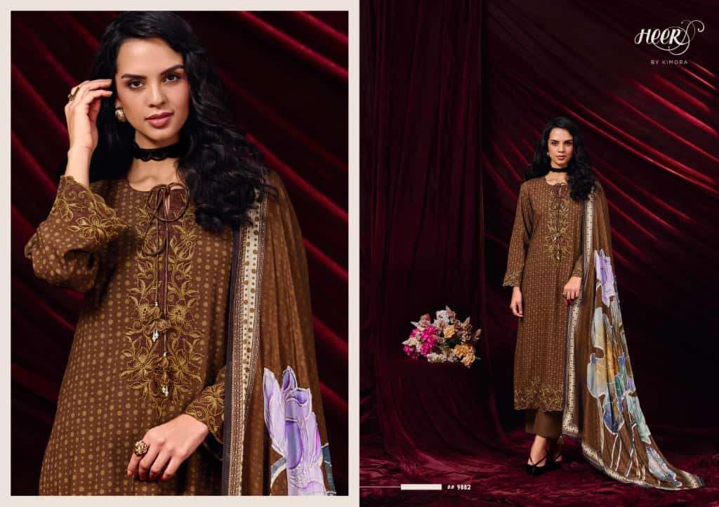 KIMORA HEER 232 CARAVAN MUSLIN DIGITAL PRINT WITH DESIGNER WORK HEAVY SUIT