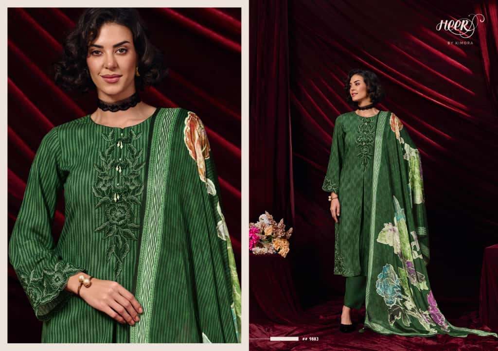 KIMORA HEER 232 CARAVAN MUSLIN DIGITAL PRINT WITH DESIGNER WORK HEAVY SUIT