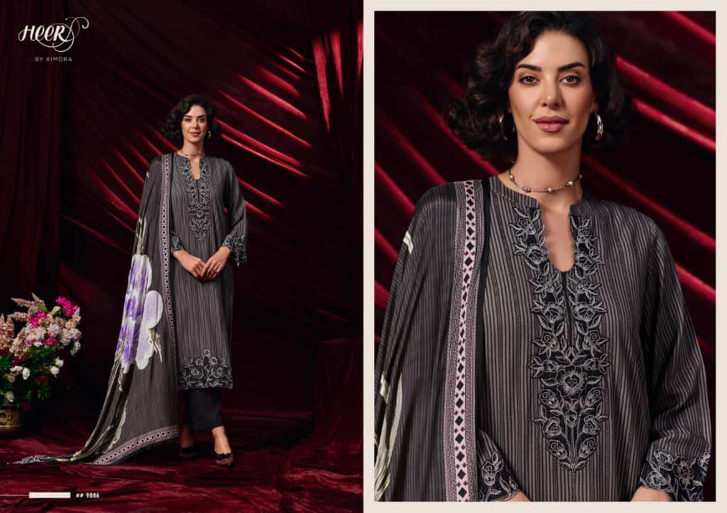 KIMORA HEER 232 CARAVAN MUSLIN DIGITAL PRINT WITH DESIGNER WORK HEAVY SUIT
