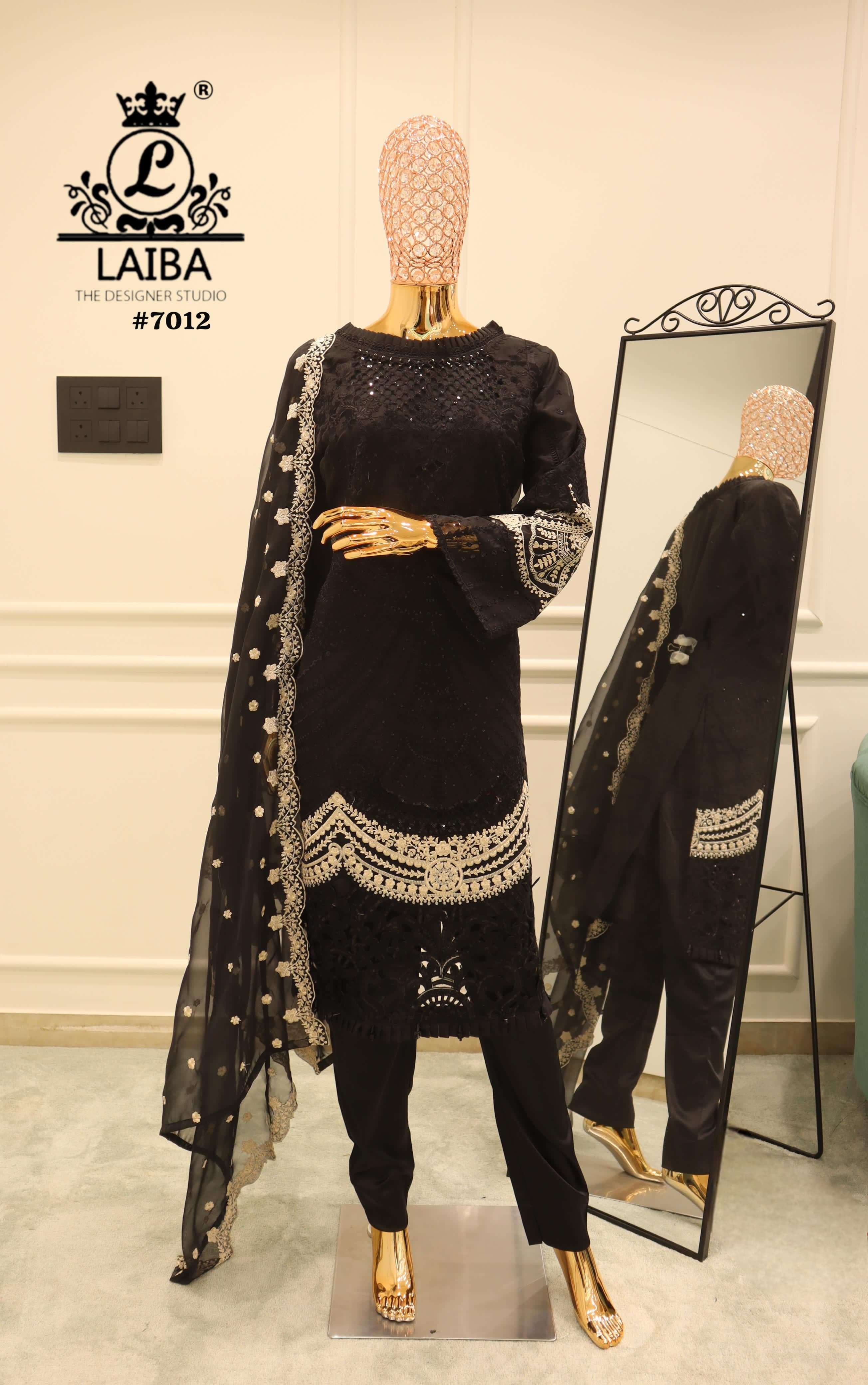 LAIBA THE DESIGNER STUDIO D NO #7012 ORGANZA HEAVY EMBROIDERED PAKISTANI SUIT