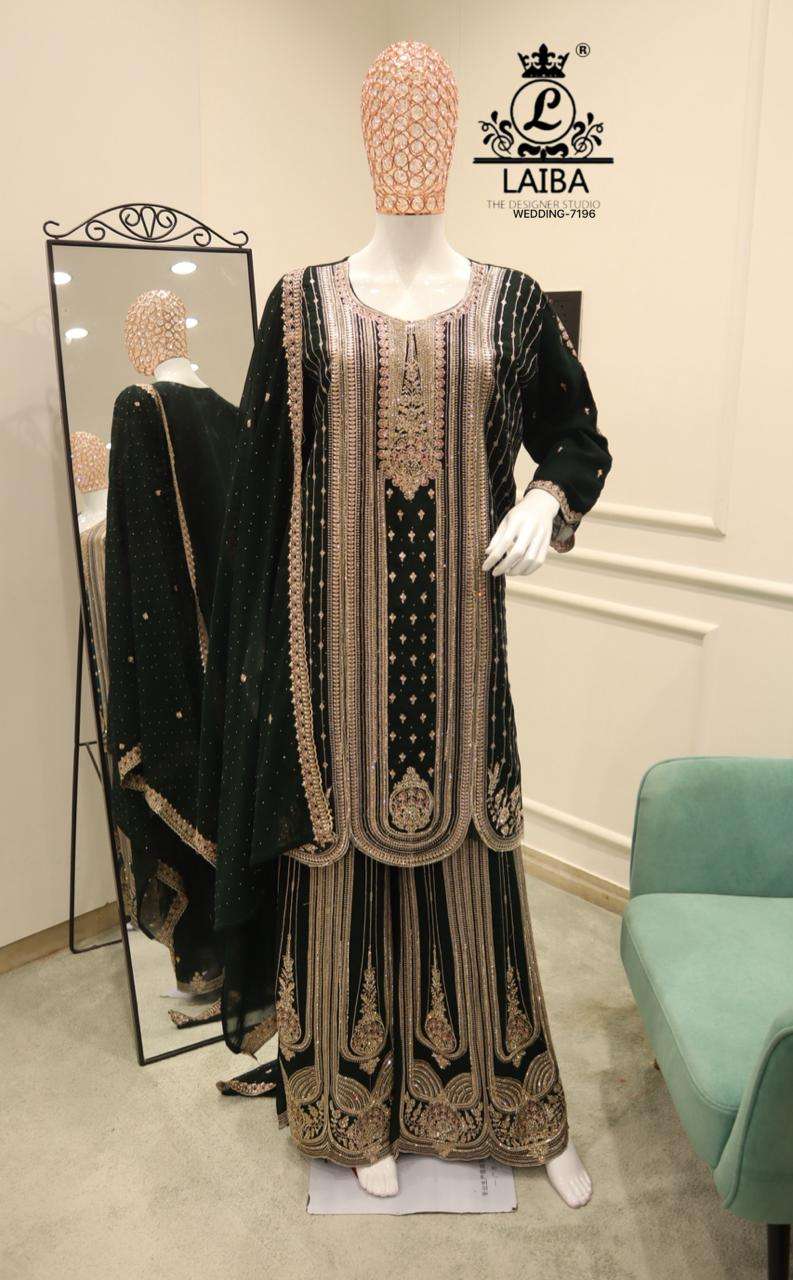 LAIBA THE DESIGNER STUDIO D NO #7196 GEORGETTE HEAVY EMBROIDERED PAKISTANI SUIT