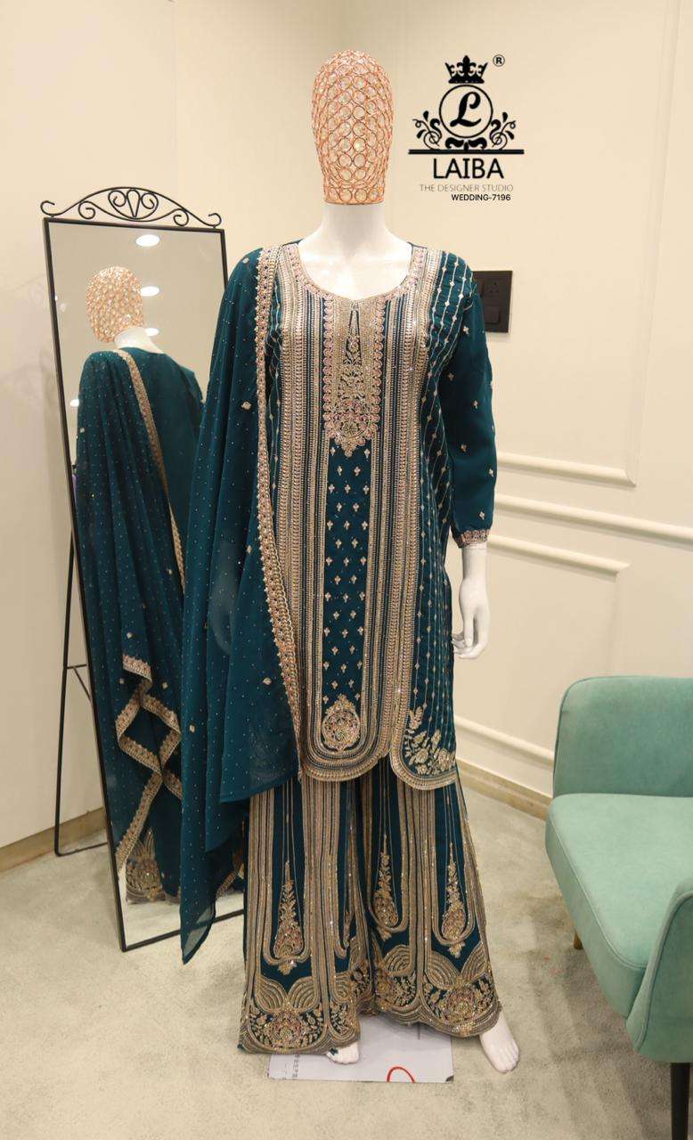 LAIBA THE DESIGNER STUDIO D NO #7196 GEORGETTE HEAVY EMBROIDERED PAKISTANI SUIT