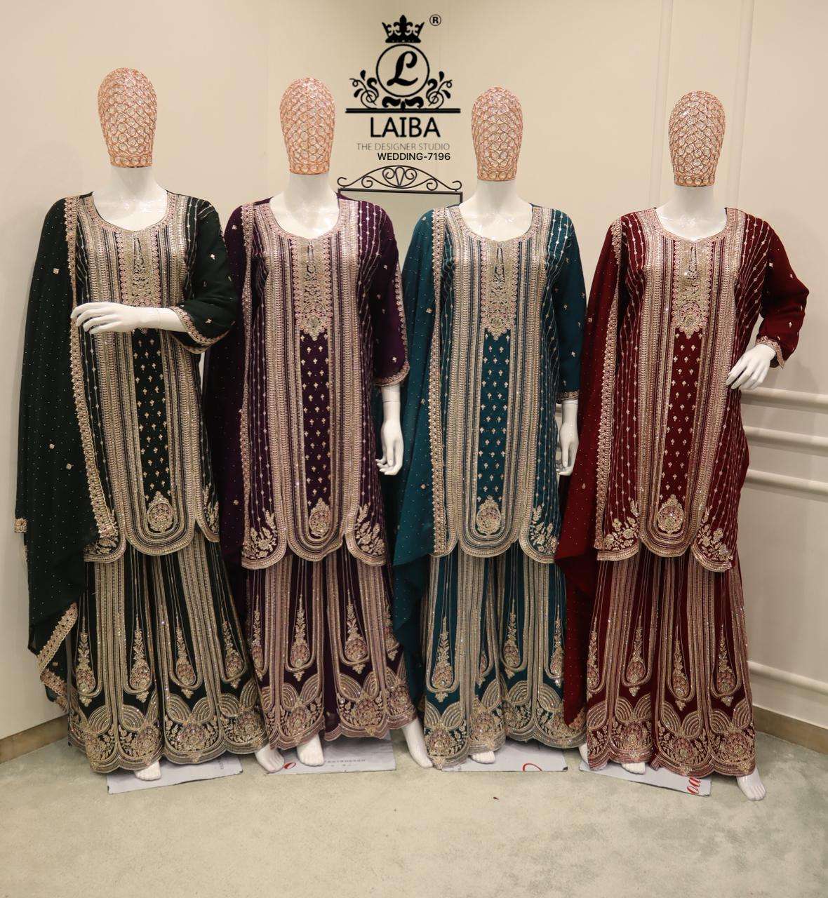 LAIBA THE DESIGNER STUDIO D NO #7196 GEORGETTE HEAVY EMBROIDERED PAKISTANI SUIT