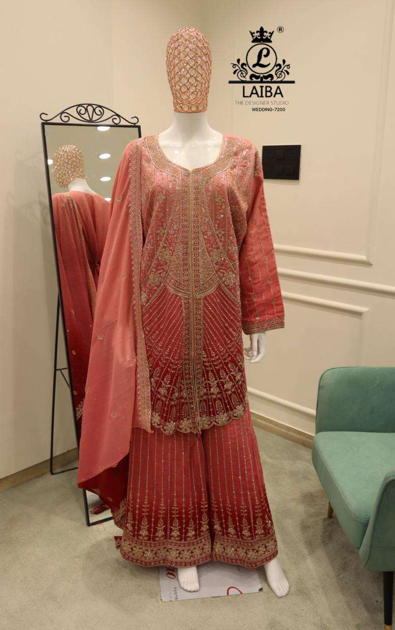 LAIBA THE DESIGNER STUDIO D NO #7200 SHADED GEORGETTE DESIGNER SUIT