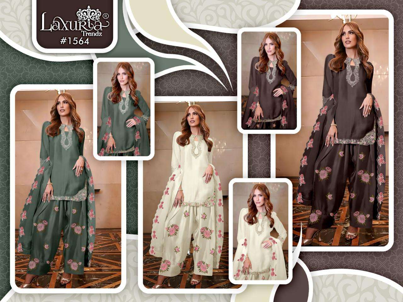 LAXURIA TRENDZ D NO 1564 SATIN DESIGNER PARTY WEAR PAKISTANI STYLE SUIT