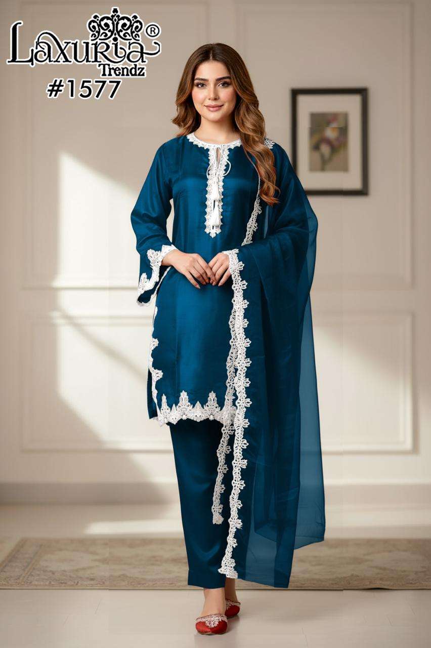 LAXURIA TRENDZ D NO 1577 SATIN BEAUTIFUL LOOK DESIGNER PAKISTANI SUIT