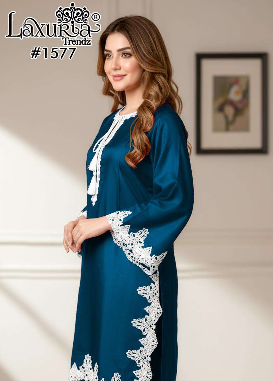 LAXURIA TRENDZ D NO 1577 SATIN BEAUTIFUL LOOK DESIGNER PAKISTANI SUIT