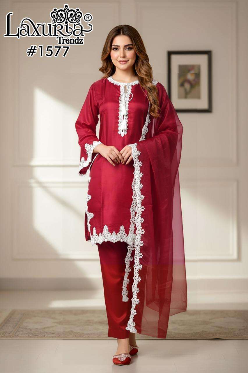 LAXURIA TRENDZ D NO 1577 SATIN BEAUTIFUL LOOK DESIGNER PAKISTANI SUIT