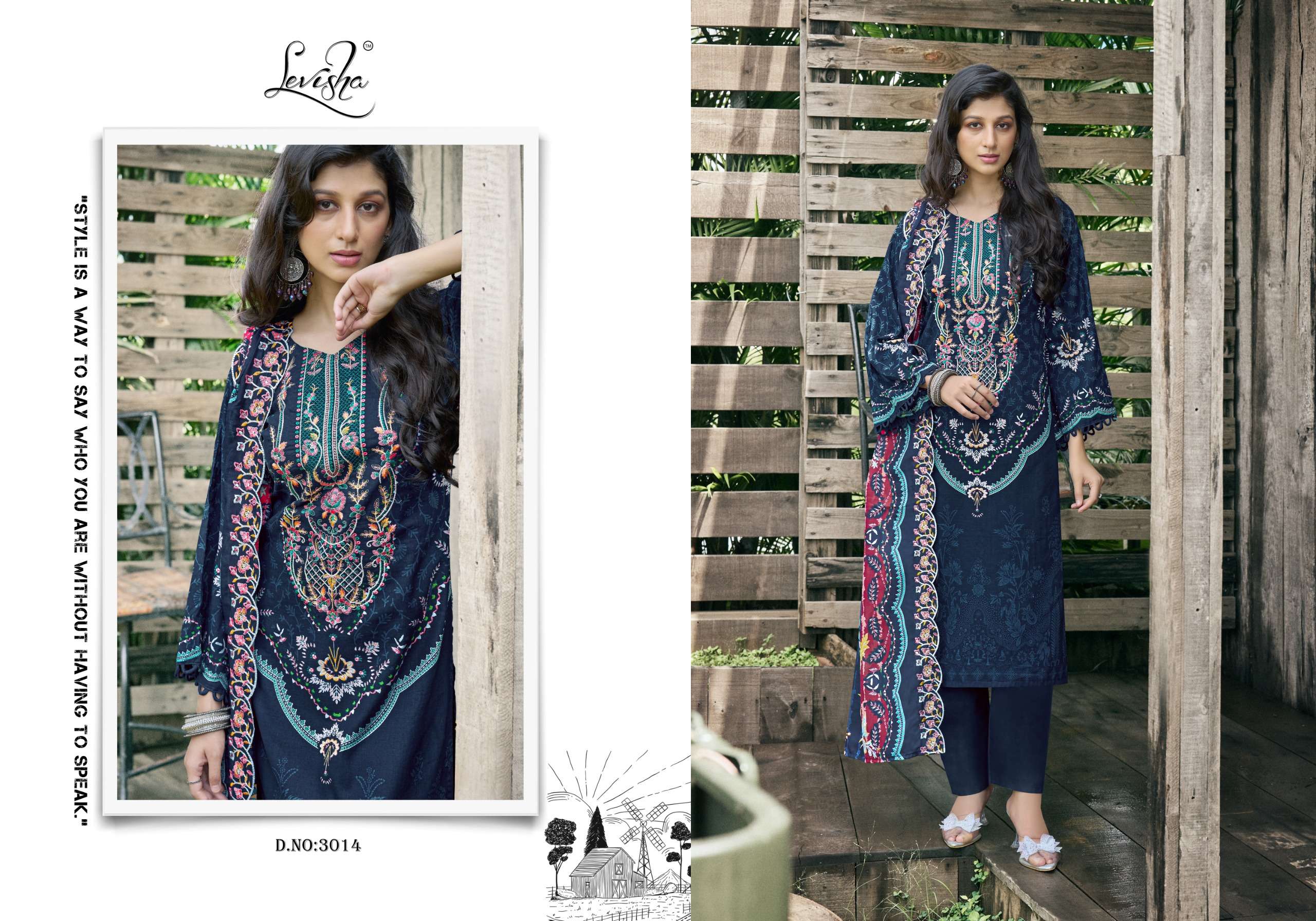LEVISHA NARGIS NX VOL 3 LAWN COTTON DIGITAL PRINT WITH FANCY WORK SUIT