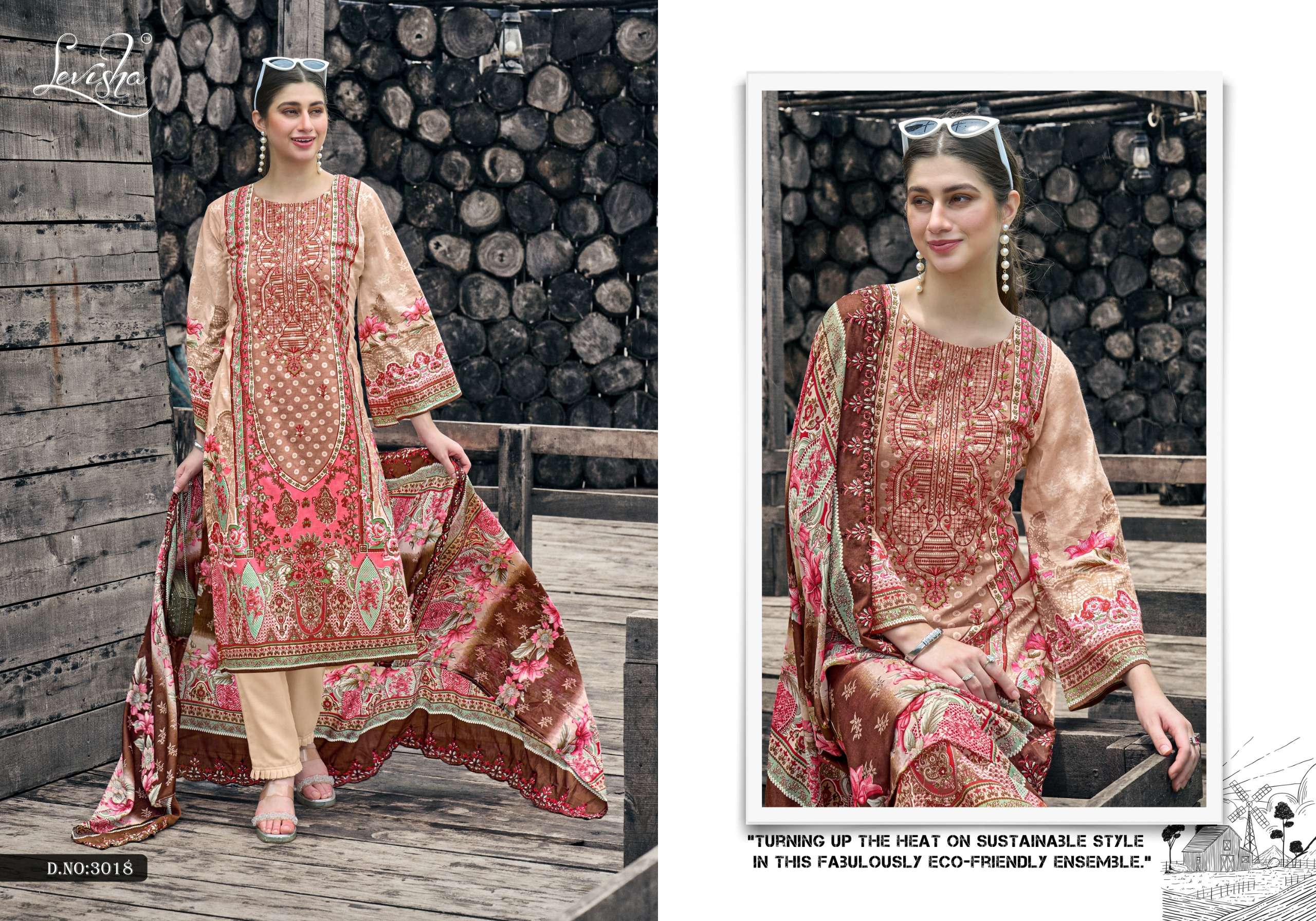 LEVISHA NARGIS NX VOL 3 LAWN COTTON DIGITAL PRINT WITH FANCY WORK SUIT