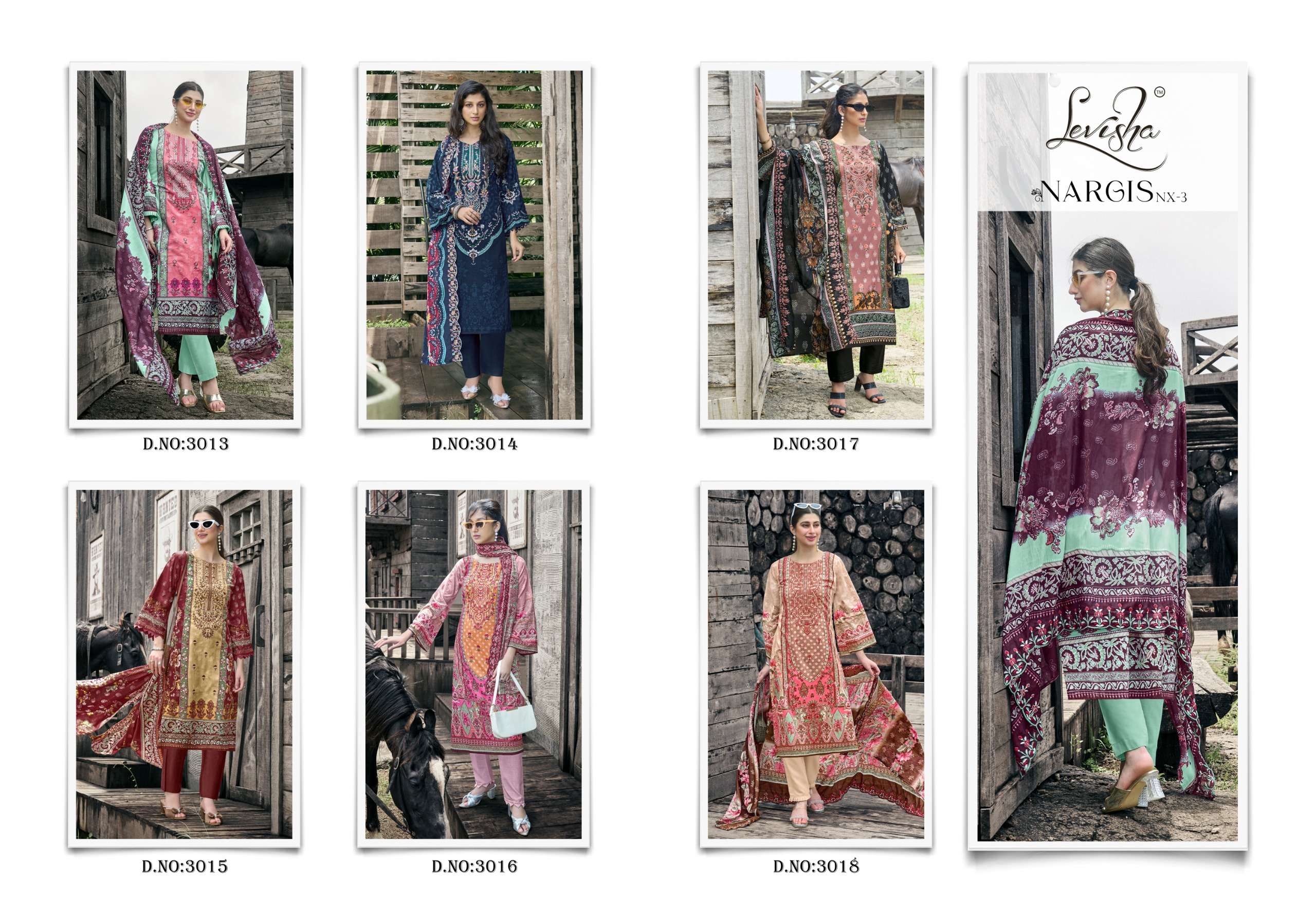 LEVISHA NARGIS NX VOL 3 LAWN COTTON DIGITAL PRINT WITH FANCY WORK SUIT