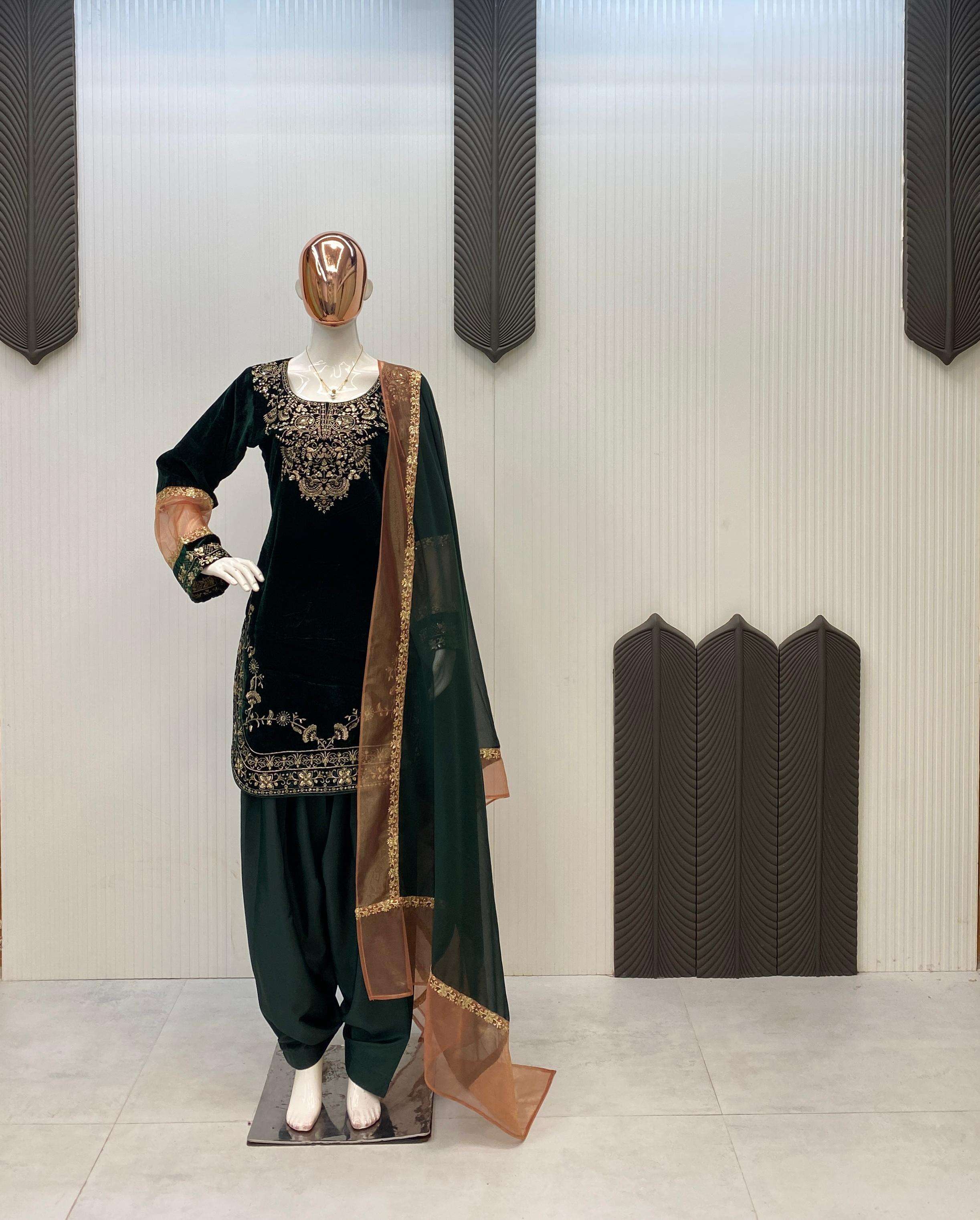 LG 2032 VELVET EMBROIDERY DESIGNER WINTER SEASON WEAR FESTIVE SUIT