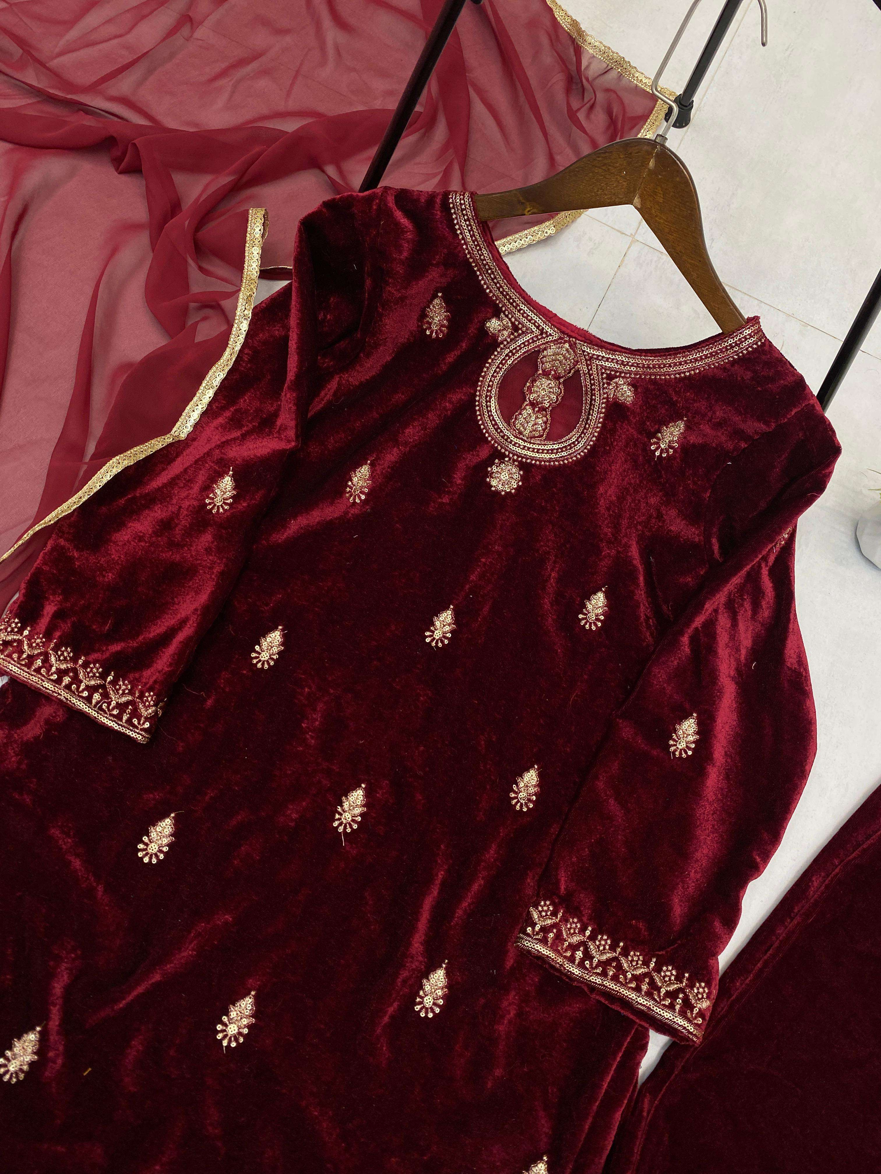 LG 2033 VELVET SEQUENCE DESIGNER PARTY WEAR LADIES SUIT
