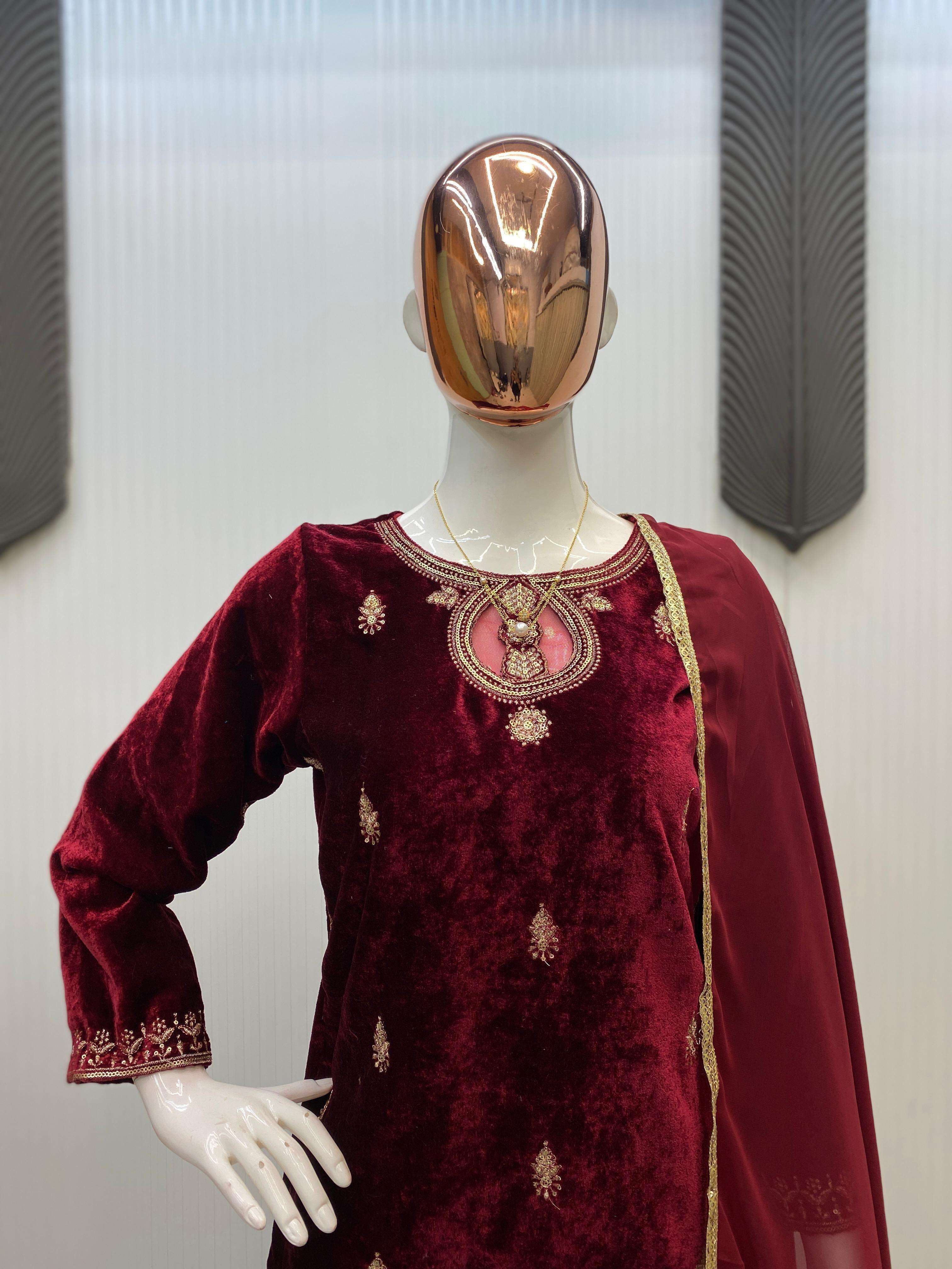 LG 2033 VELVET SEQUENCE DESIGNER PARTY WEAR LADIES SUIT