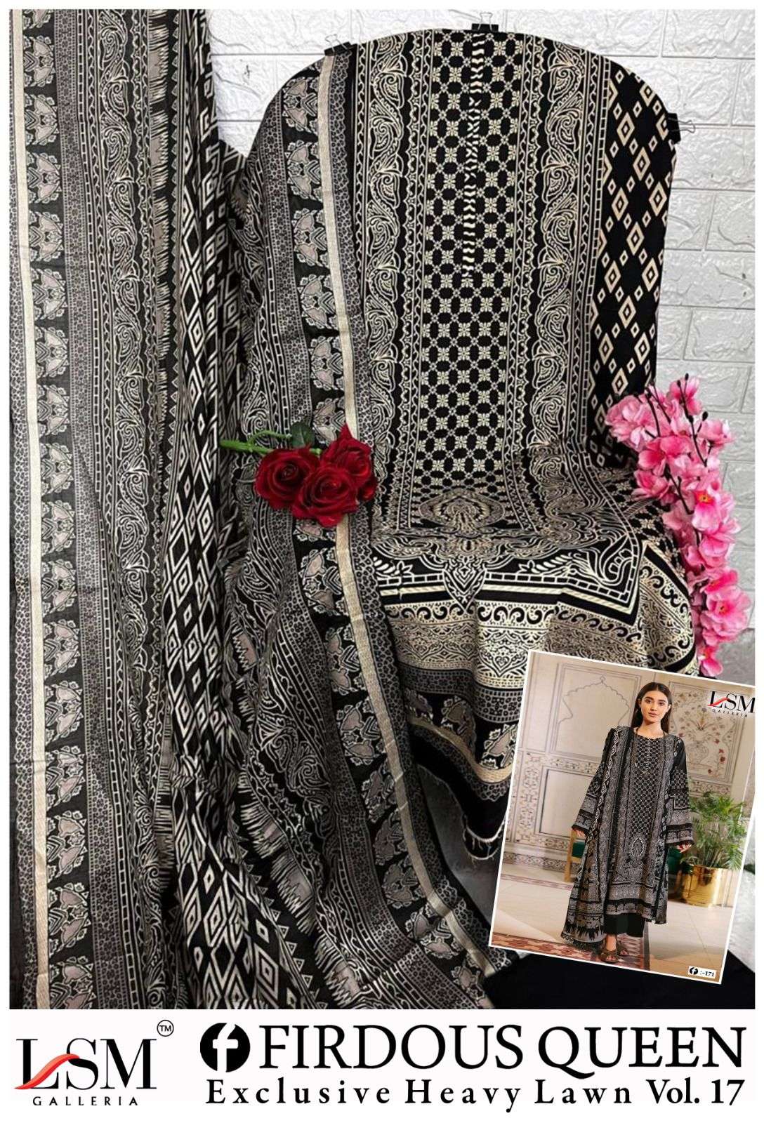 LSM GALLERIA FIRDOUS QUEEN LAWN VOL 17 LAWN COTTON DIGITAL PRINT SALWAR SUIT