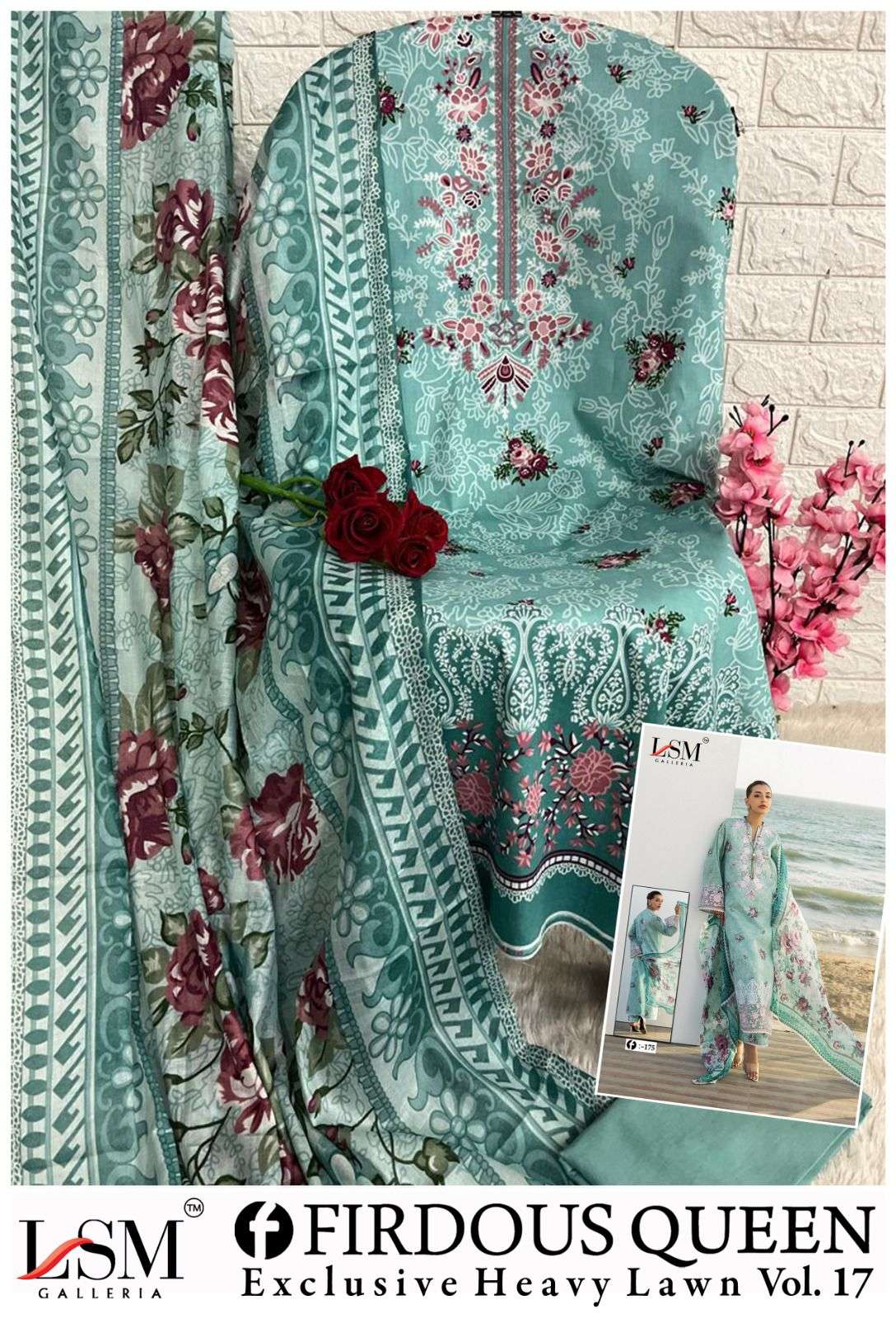 LSM GALLERIA FIRDOUS QUEEN LAWN VOL 17 LAWN COTTON DIGITAL PRINT SALWAR SUIT