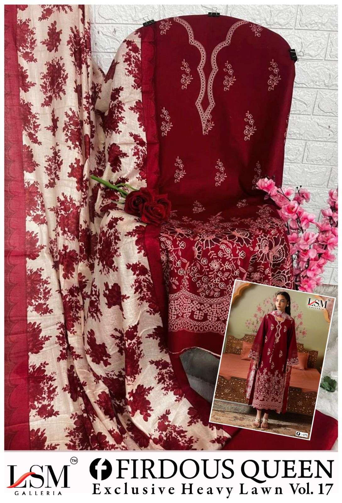LSM GALLERIA FIRDOUS QUEEN LAWN VOL 17 LAWN COTTON DIGITAL PRINT SALWAR SUIT