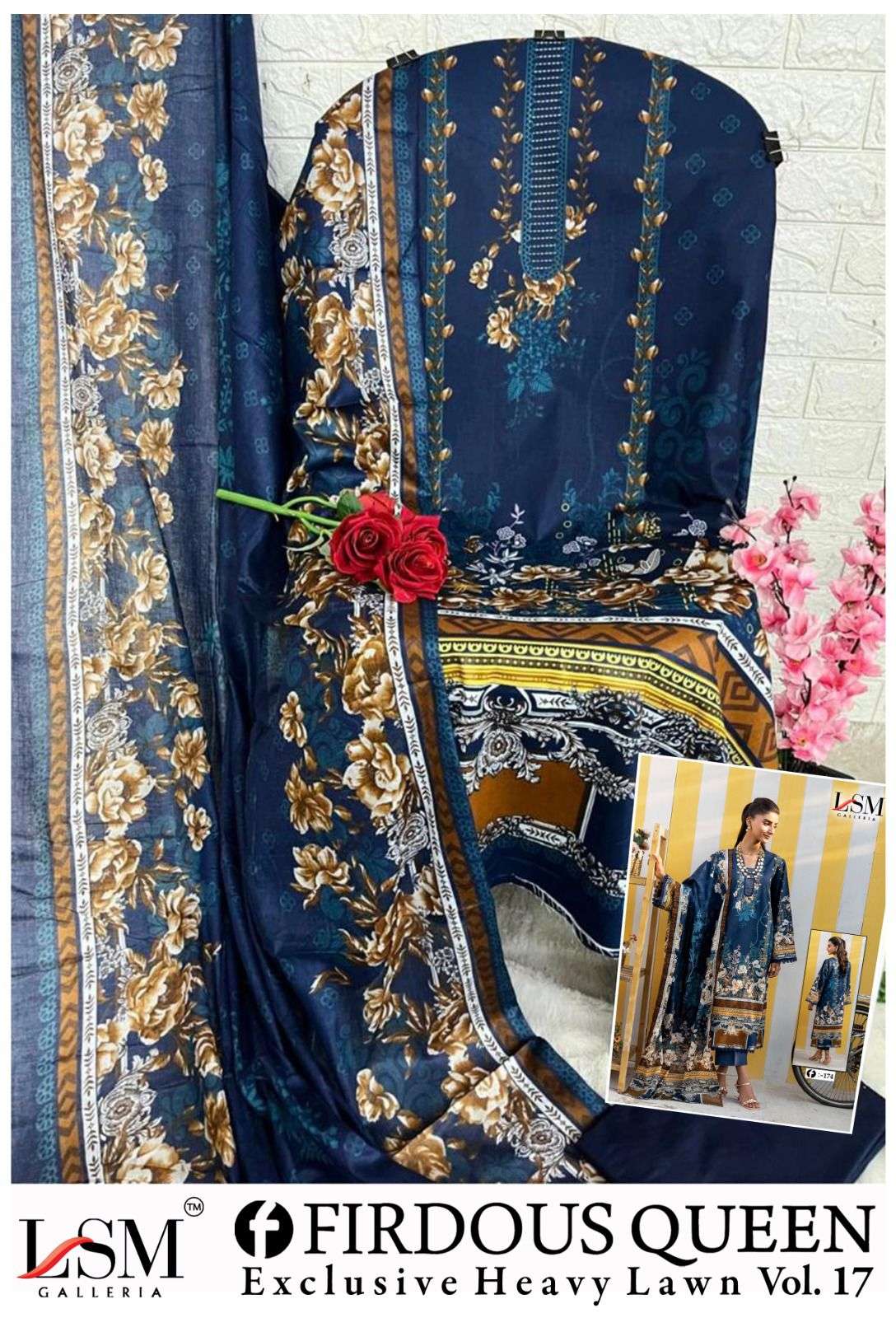 LSM GALLERIA FIRDOUS QUEEN LAWN VOL 17 LAWN COTTON DIGITAL PRINT SALWAR SUIT