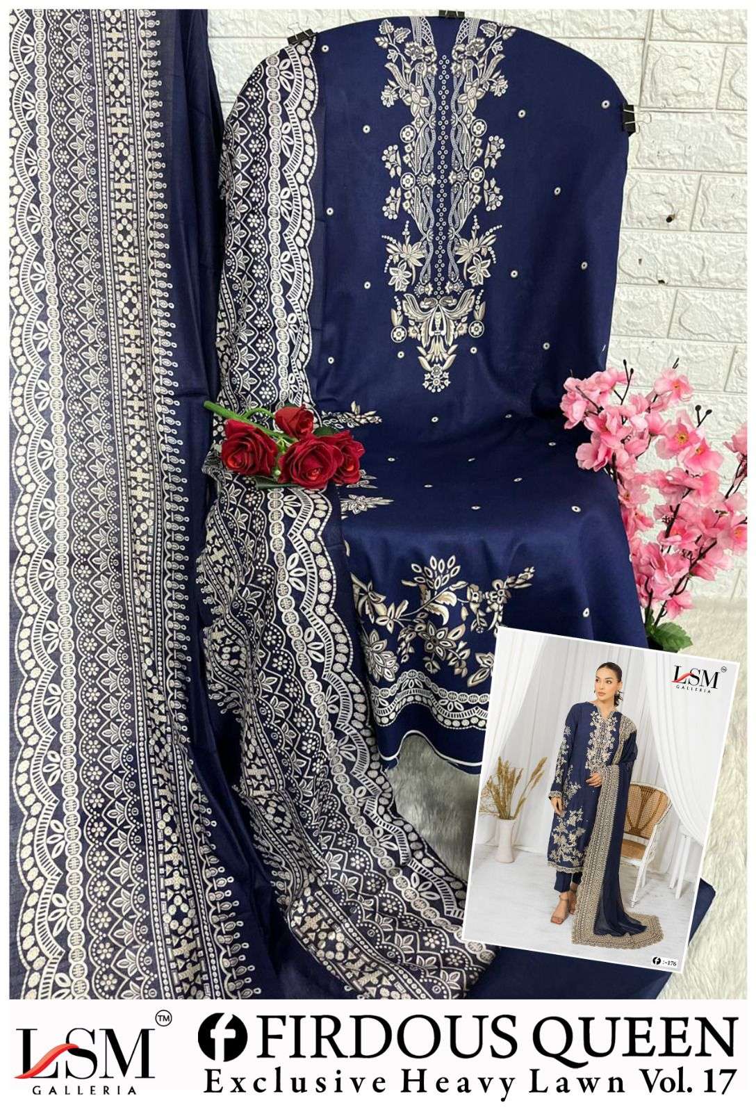 LSM GALLERIA FIRDOUS QUEEN LAWN VOL 17 LAWN COTTON DIGITAL PRINT SALWAR SUIT