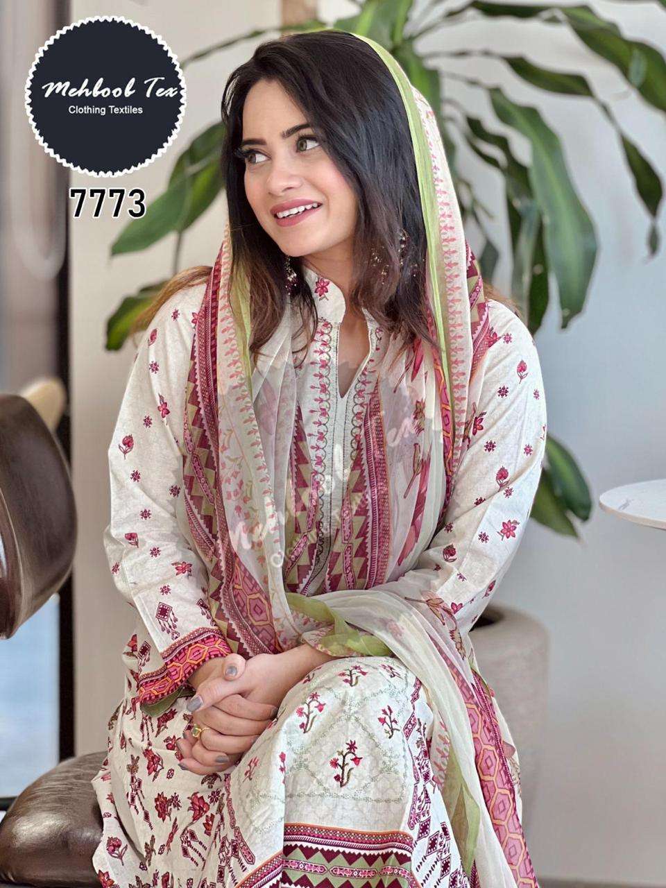 MEHBOOB TEX DESIGN NO - 1121 COTTON SELF EMBROIDERED HEAVY PATCH WORK PAKISTANI SUIT