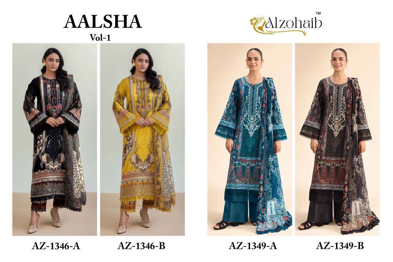 MEHBOOB TEX DESIGN NO - 1346AB - 1349 AB PURE COTTON HEAVY SELF EMBROIDERED PAKISTANI SUIT